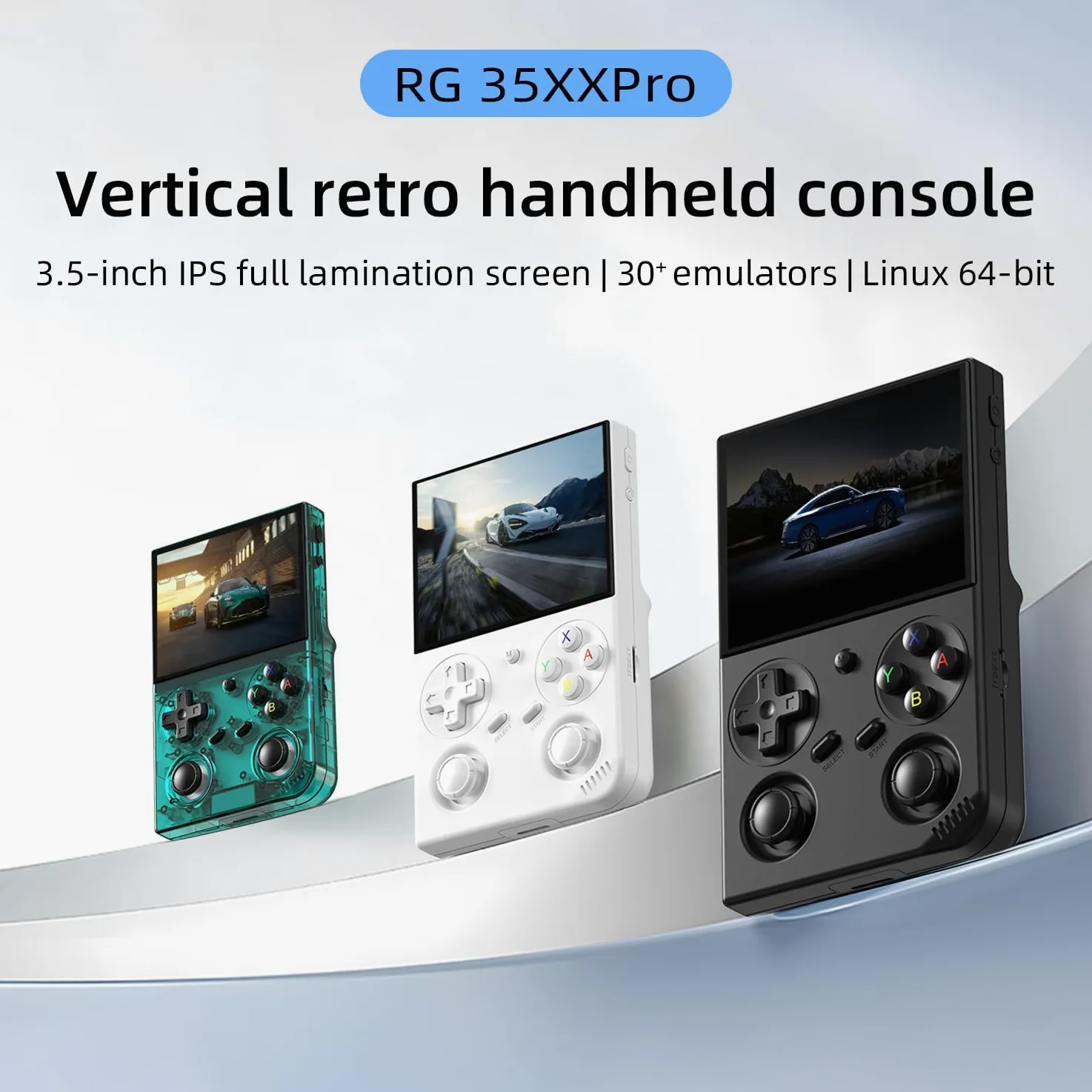 RG35XX Pro - Consola de juegos de mano retro, RG 35XXPro, compatible con salida de TV HDMI, 5G, WiFi, Bluetooth 4.2, pantalla IPS de 3.5 pulgadas, sistema Linux integrado, tarjeta TF 64G 4353 juegos