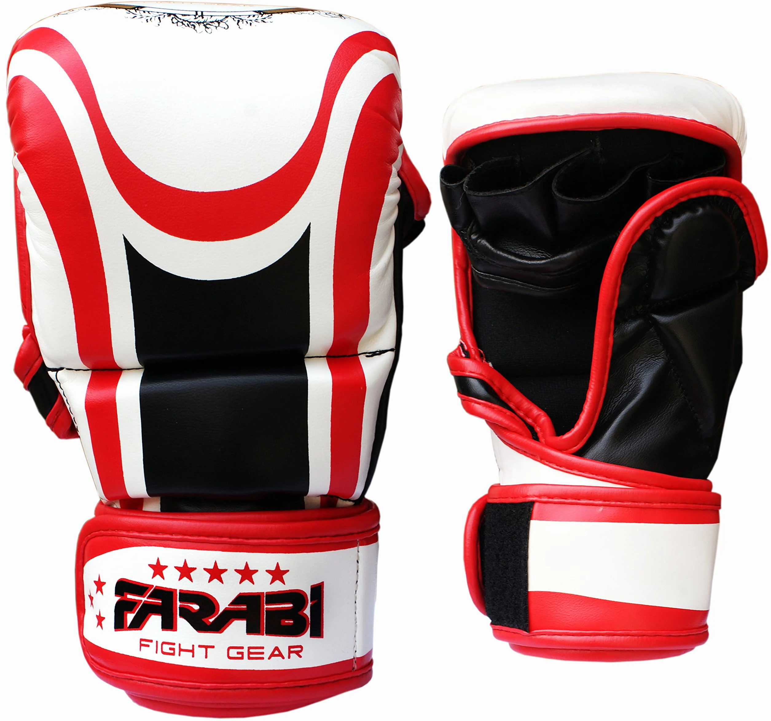 Farabi Sports Guantes MMA con Soporte de Muñeca Ajustable Palma Abierta para Muay Thai