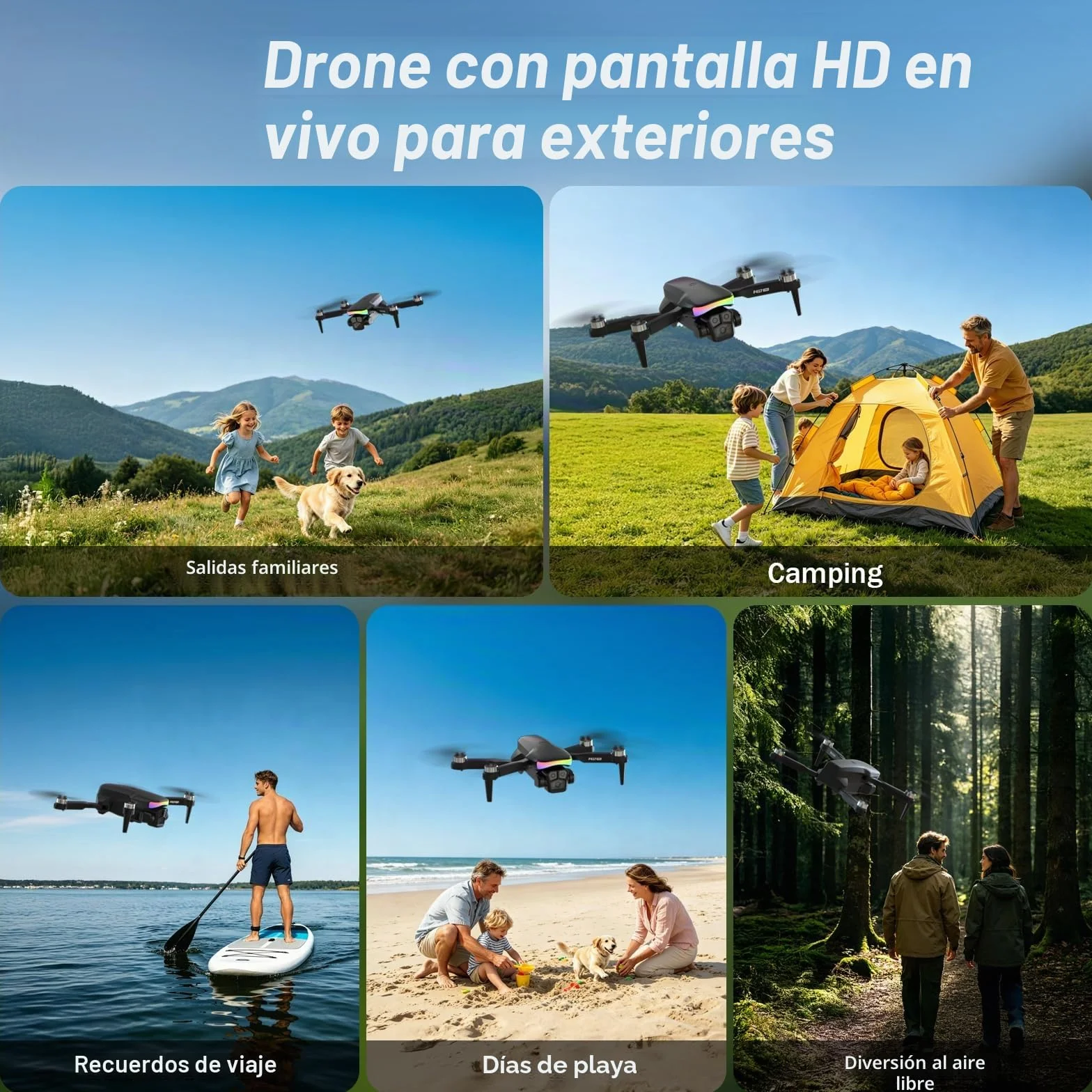 F417PRO Drone con Cámara 1080P para Adultos Niños, Mini Drone con Pantalla, Doble Lente 90°, LED, Flujo Óptico, Batería Modular, Principiantes, Despegue 1 Tecla, Sin Cabeza, Flip 3D, Maletín