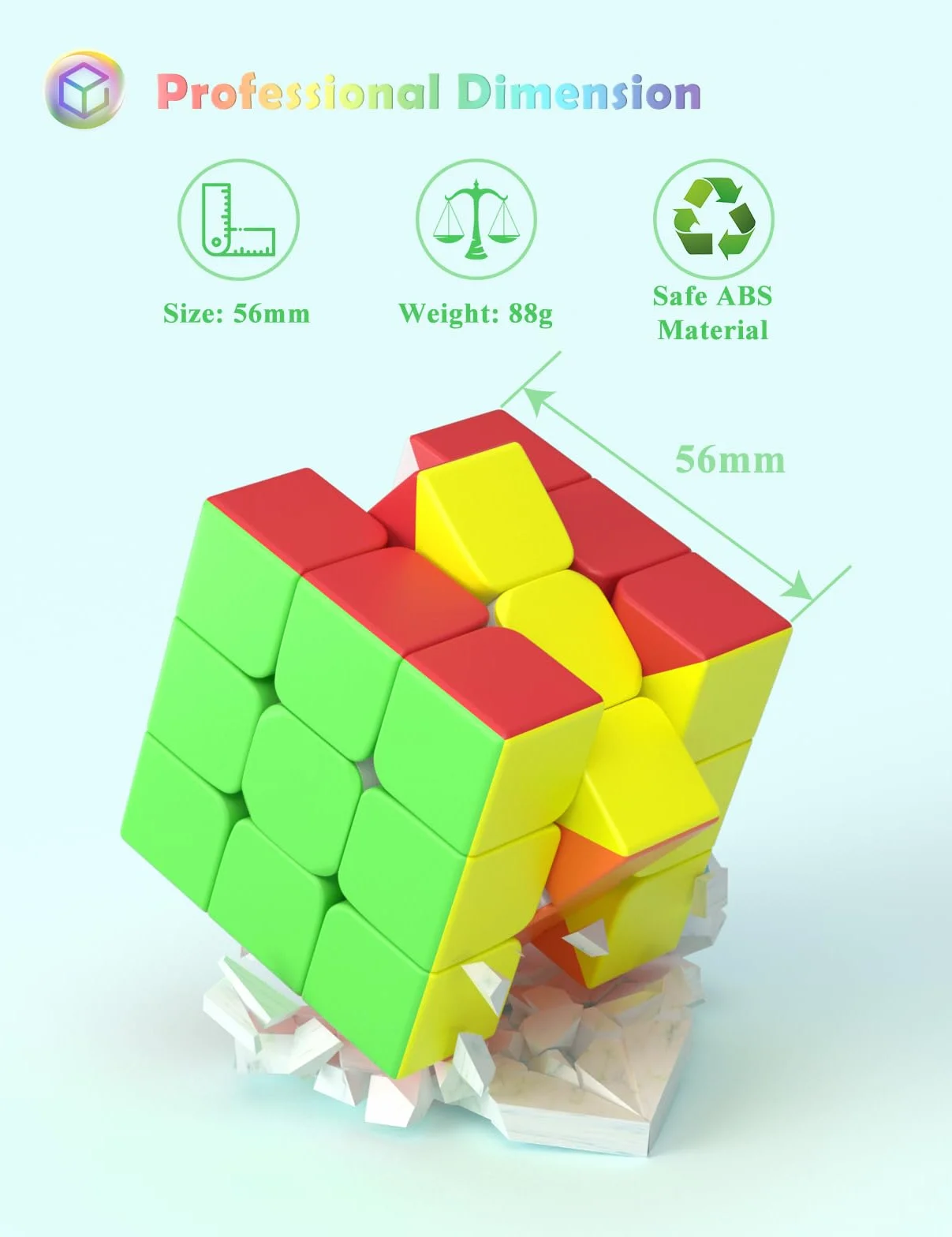 ROXENDA Warrior S 3x3 Speed Cube Stickerless Cubo de Velocidad ABS Duradero
