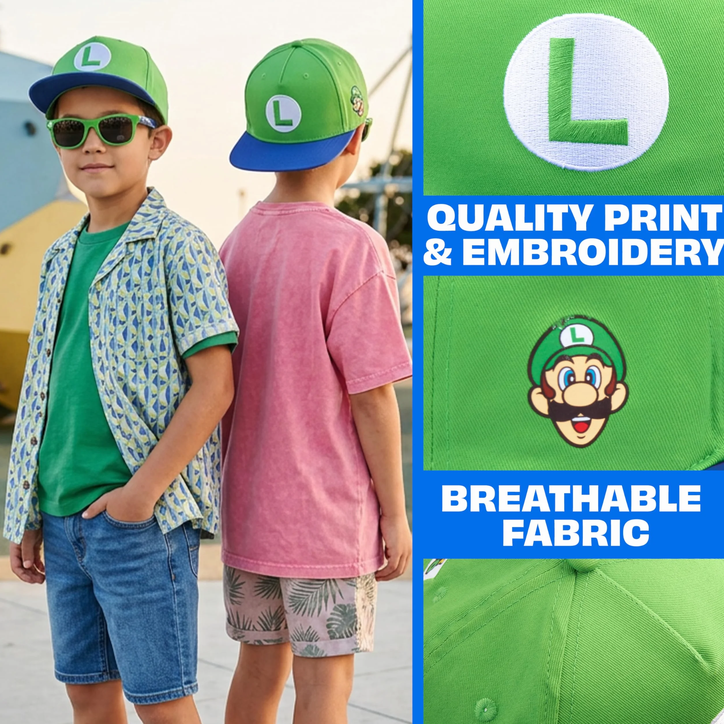 Gorra y Gafas de Sol Niño Set Minecraft Super Mario Bob Esponja Fortnite Protección UV Verano