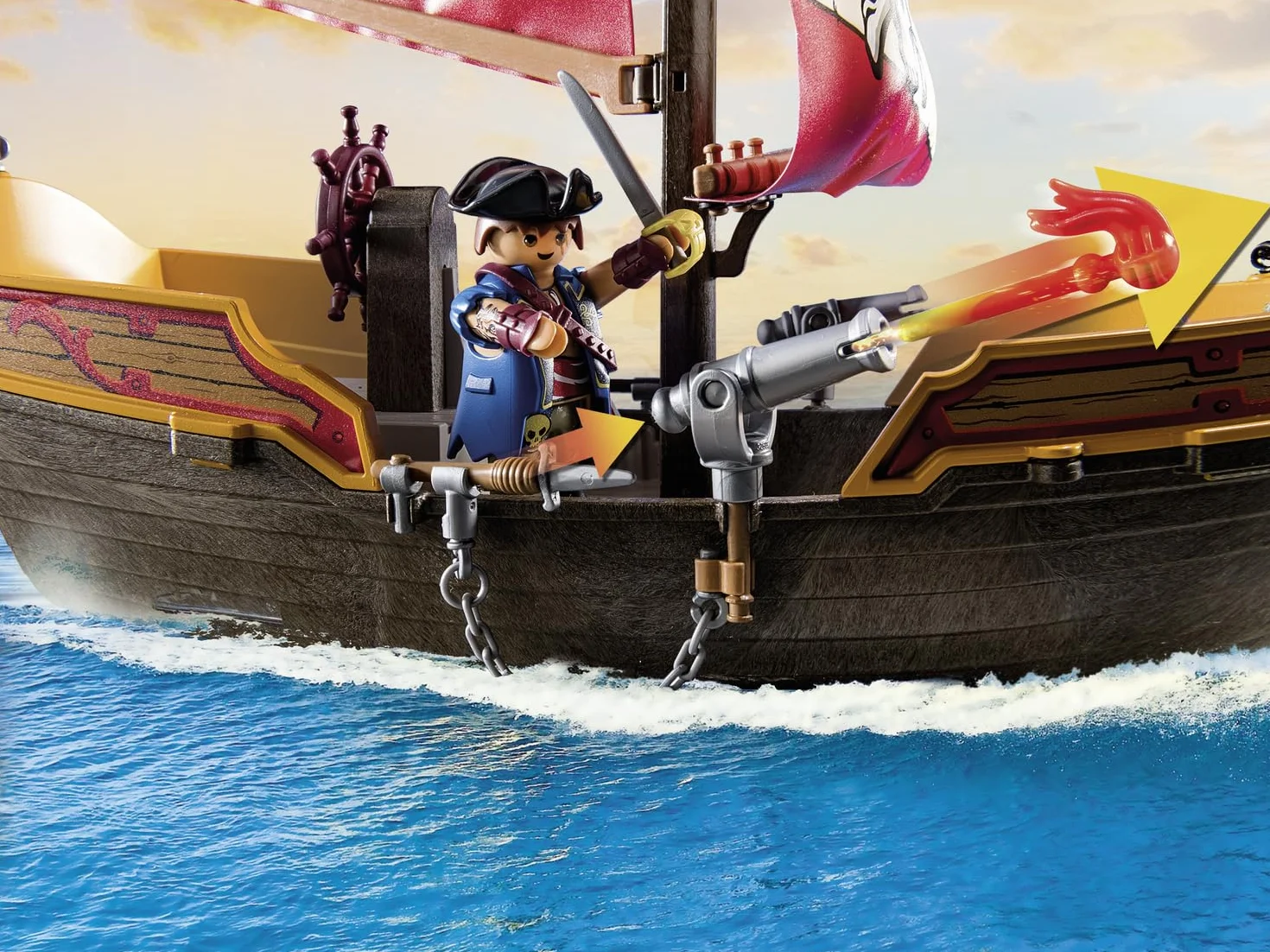 PLAYMOBIL Pirates 71418 Barco Pirata, Aventuras en Alta Mar, Juguetes para niños a Partir de 4 años