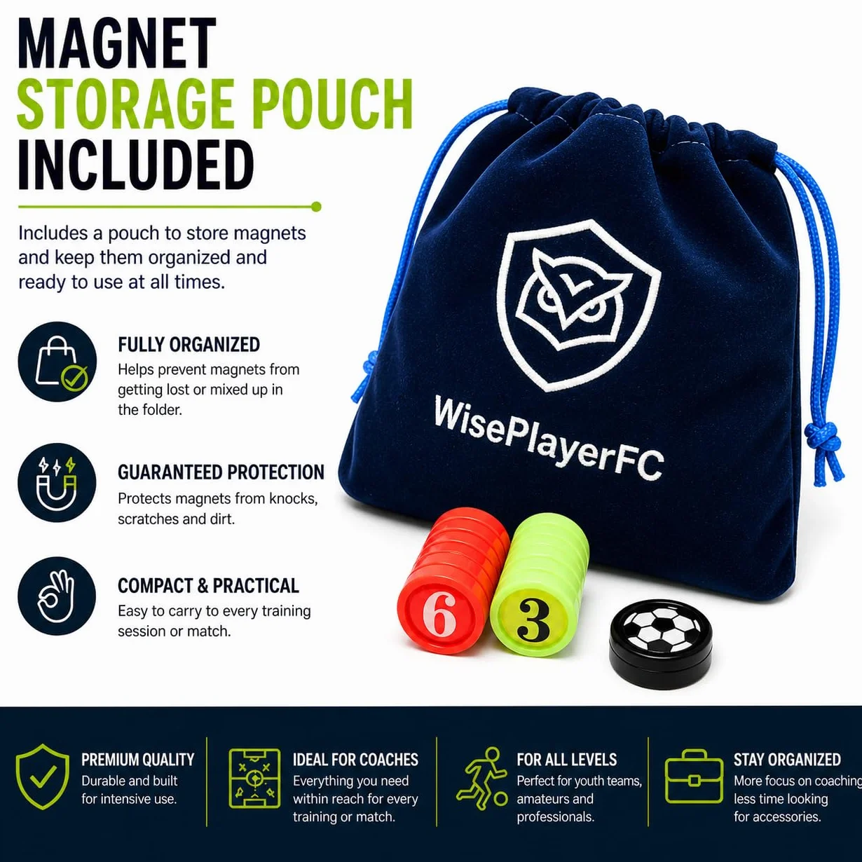 Carpeta Táctica Plegable para Entrenadores de Fútbol con Bolsillo