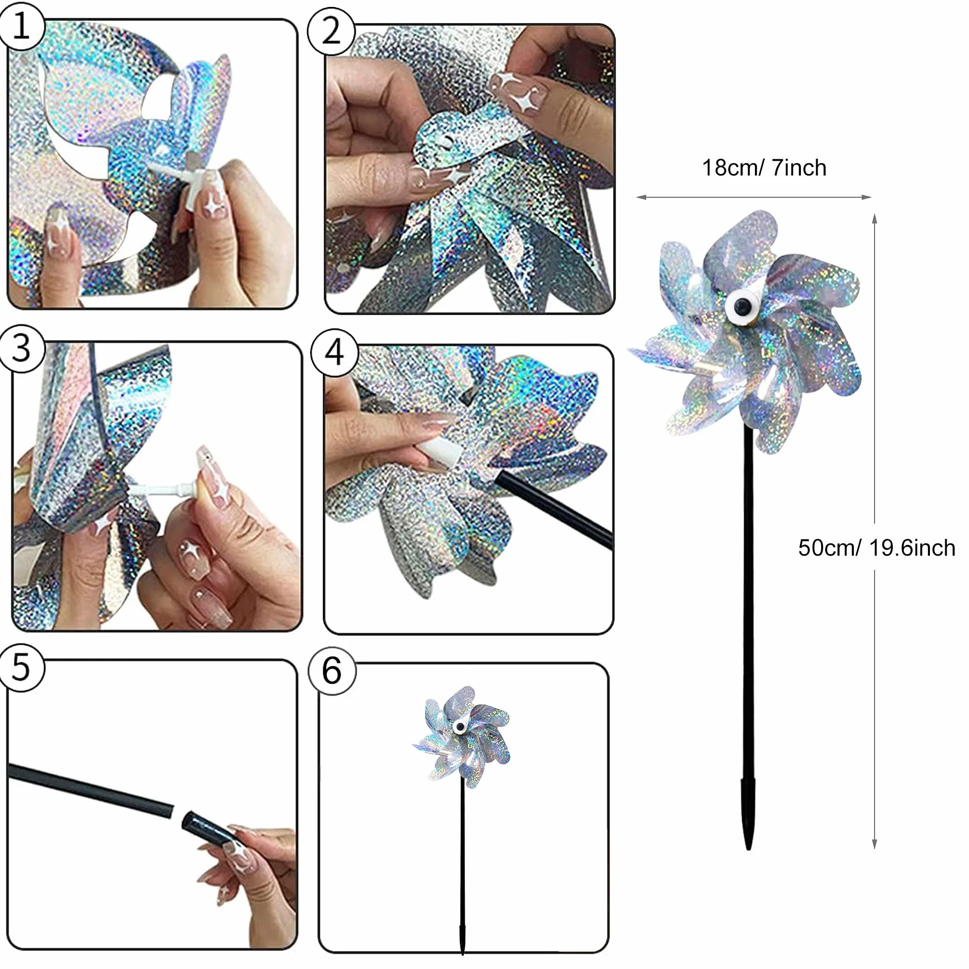 Allaozne 15 Pz Reflectante Molino de Viento, Reflectantes Repelentes de Pájaros, Repelente de Pájaros de Jardín para Protejan Flores y Jardines