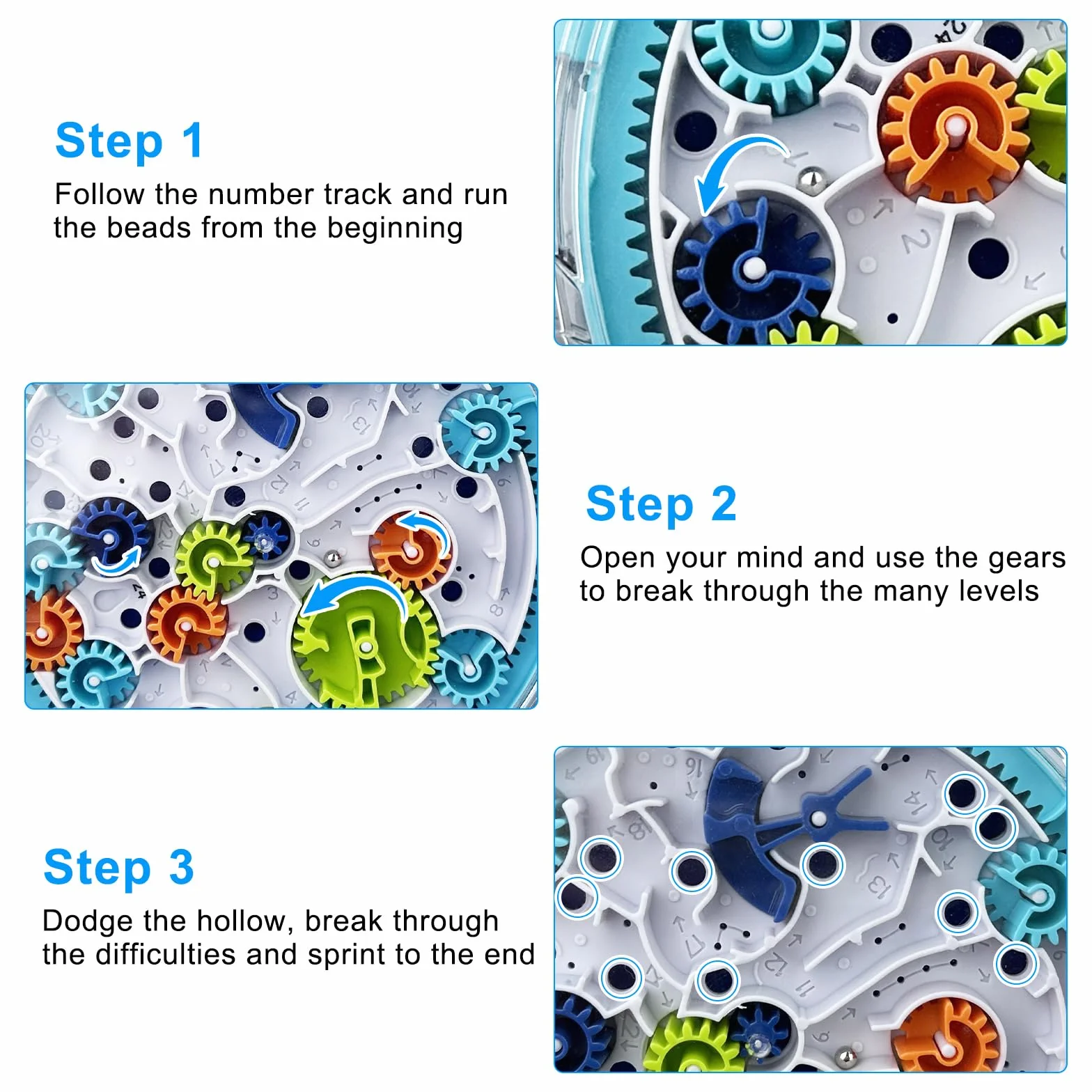 Chiluxendo Bola Laberinto(Azul), Games Maze Puzzles Juego de Rompecabezas 3D con Bolas, Ball Juguetes Educativos Control de Engranajes, Laberintos para Niños de Paciencia Regalos Mayores de 4 Años