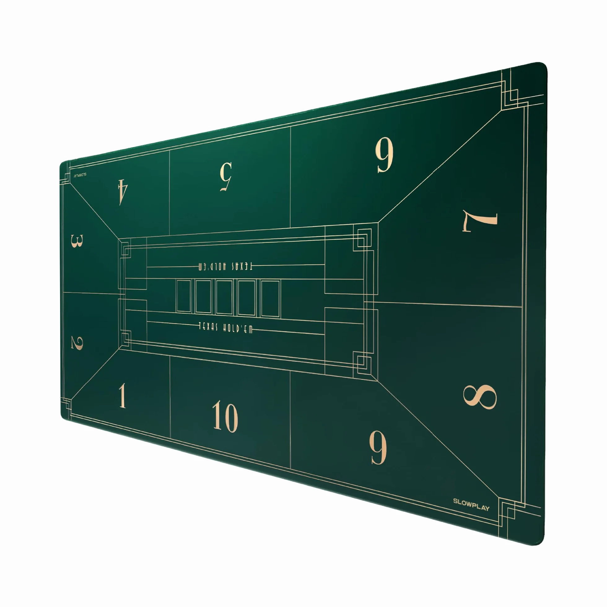 SLOWPLAY Nash Alfombrilla de póker para Texas Hold’em 180x90 cm | tapete portátil Art Déco, Bordes ribeteados, Superficie Lisa y Bolsa de Transporte (Verde)