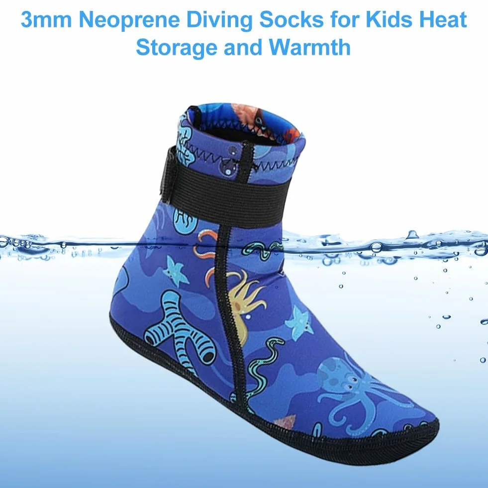 Calcetines de Neopreno 3 mm Antideslizante Térmico para Niño y Niña Buceo Escarpines Voley Playa Surf 31-33