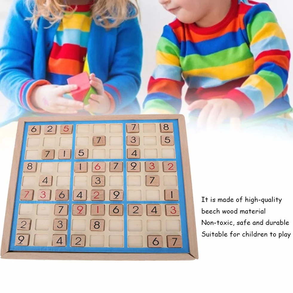 Garosa Juego de Mesa Sudoku de Madera con Cajón y 81 Bloques Digitales para Niños Adultos Rompecabezas Matemáticas Juguetes Educativos