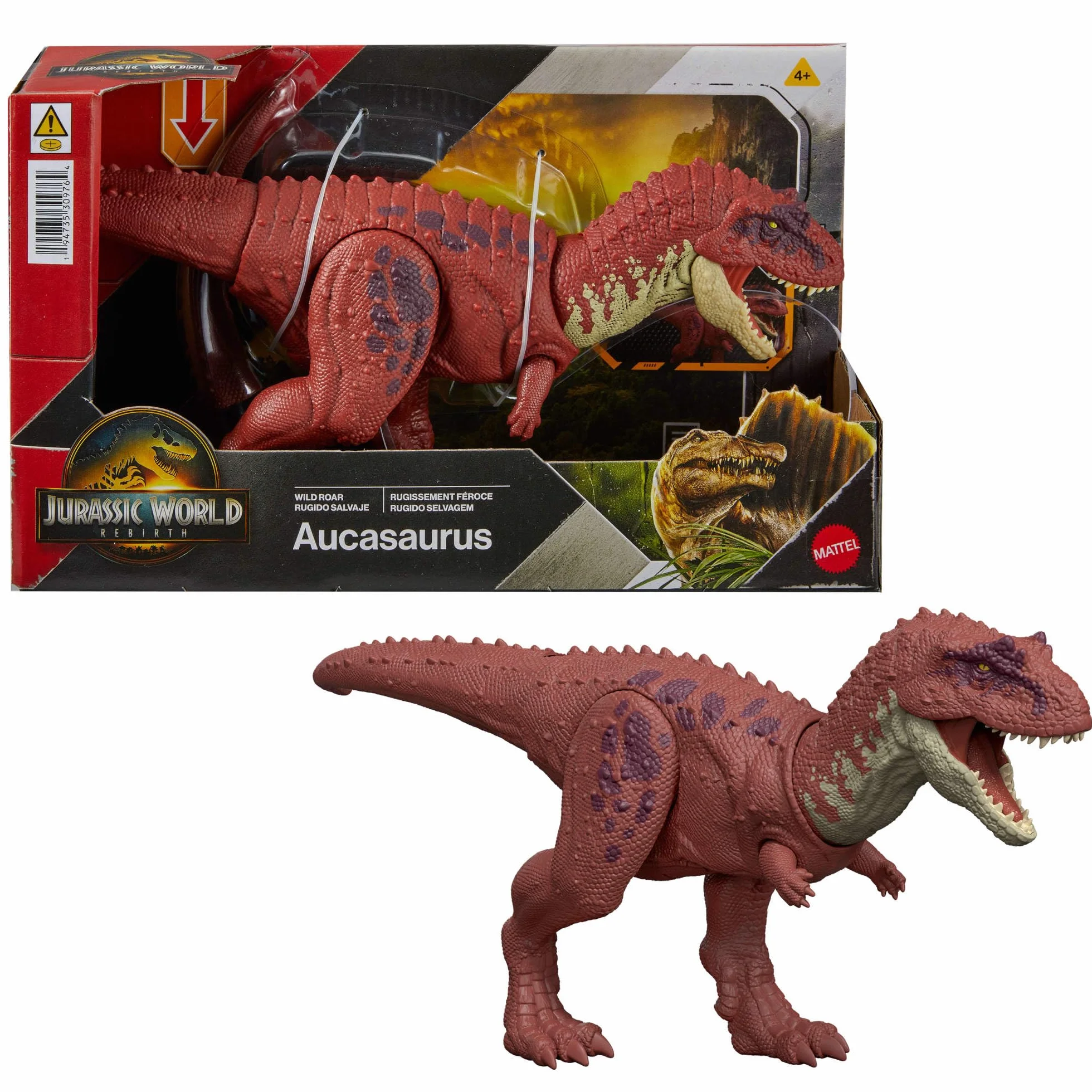 Mattel Jurassic World: El Renacer Aucasaurio Juguete de dinosaurio ataque de mordisco sonido juego digital JGB88