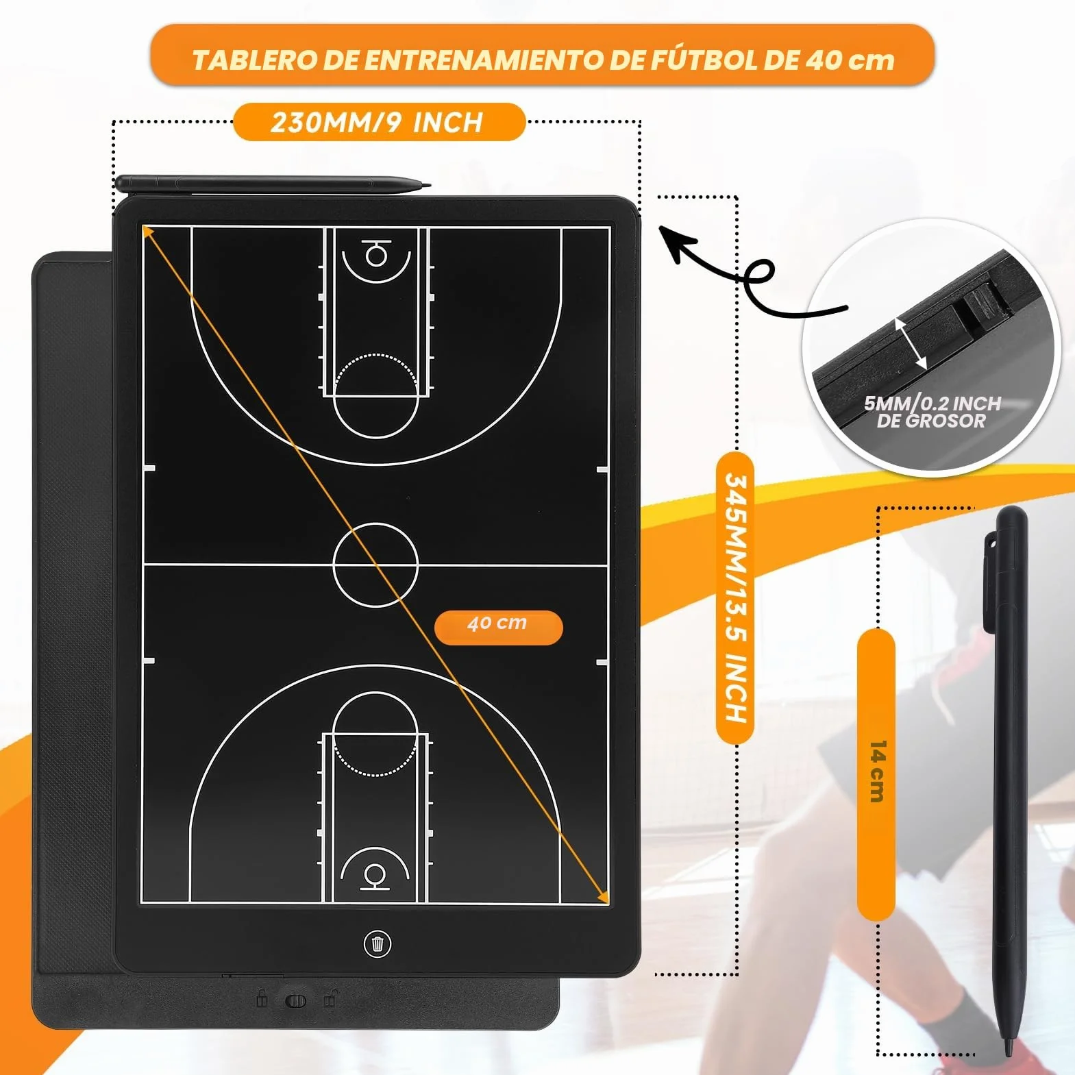 Pizarra Táctica Electrónica LCD para Baloncesto, Fútbol y Béisbol