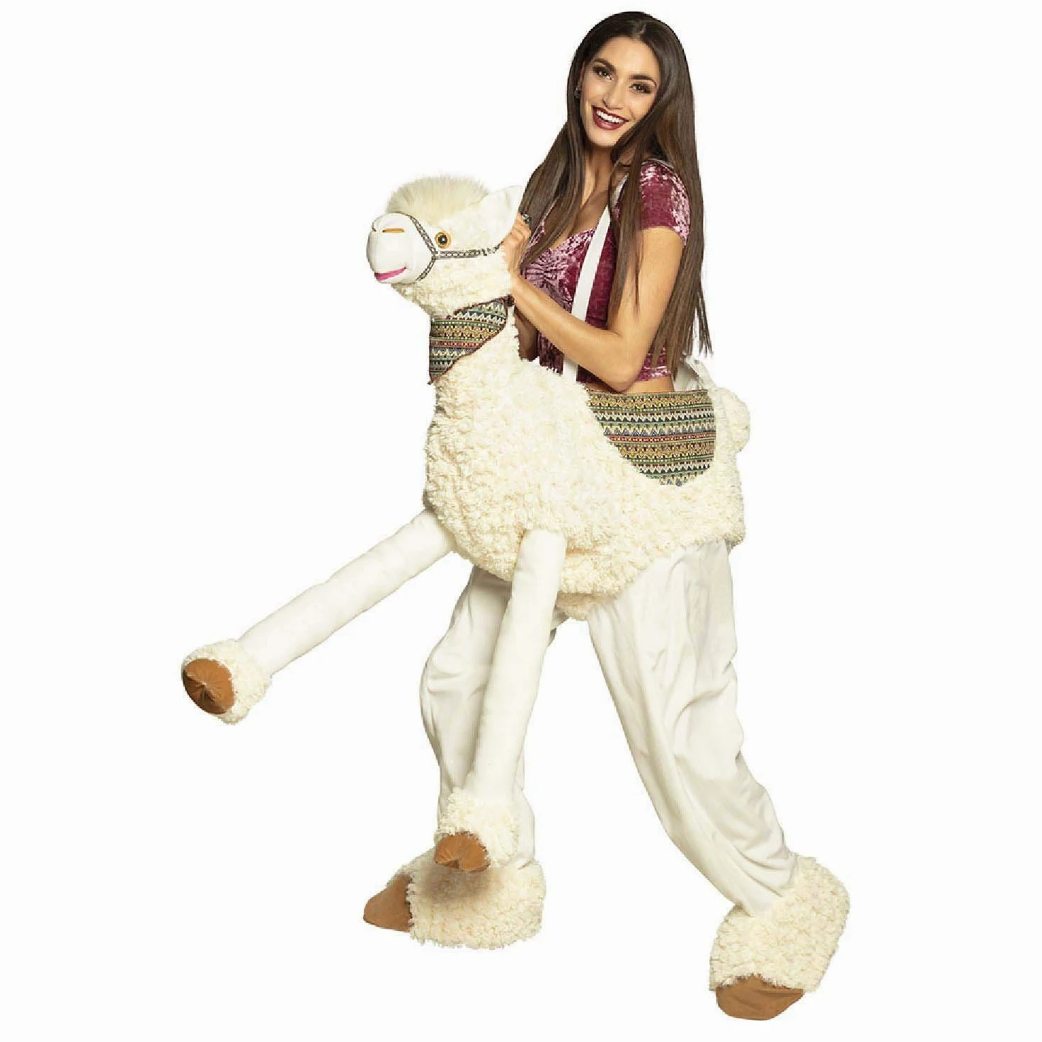 Boland 88086 - Disfraz de adulto con llama, unisex, color beige | Pantalones con tirantes ajustables, disfraces de peluche, carnaval y fiesta temática, alpaca