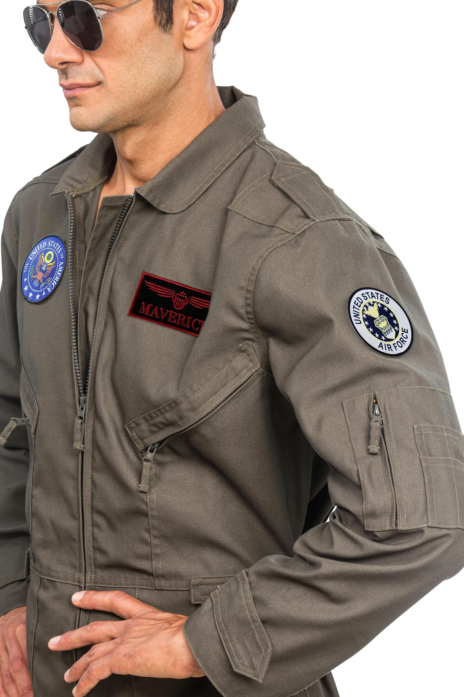 Chaks - Disfraz de piloto de caza, mono, traje de piloto, uniforme para carnaval, fiesta temática