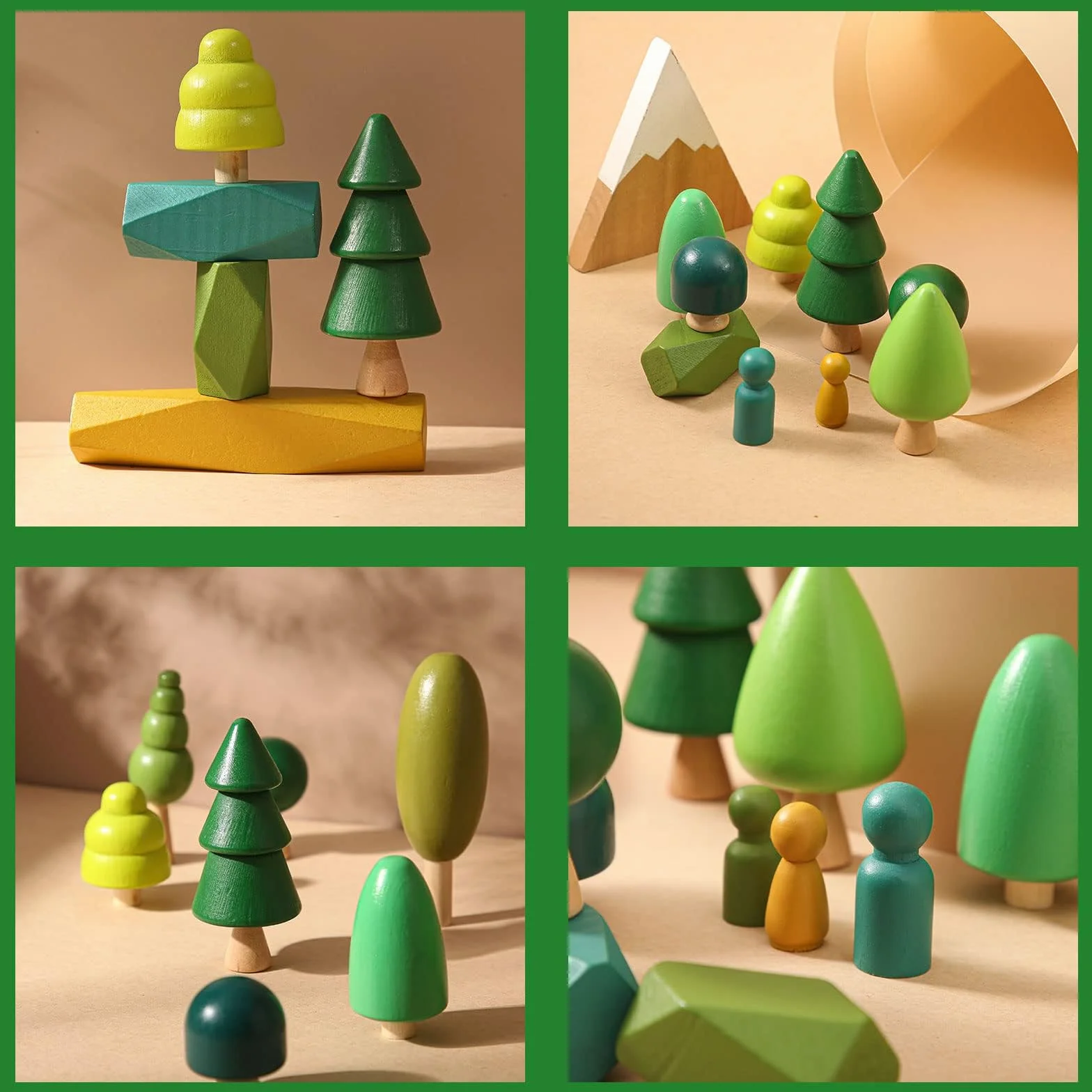 OESSUF 14 PCS Juguetes de Madera - Decoración de Árboles de Madera Juguetes Montessori, Varios Tamaños Árboles Bosque Decoración Rústica para la Decoración del Hogar y la Habitación de los Niños