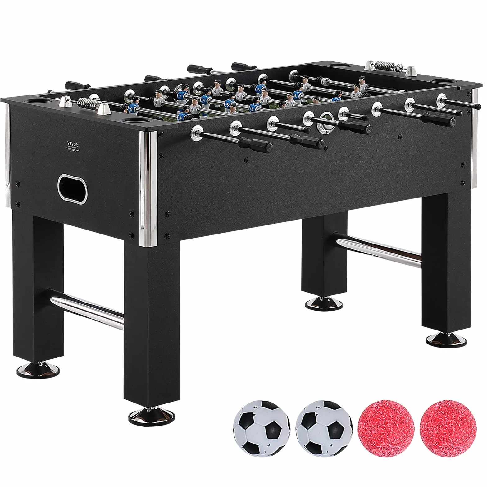 VEVOR SUO-5529L - Juego de fútbol estándar de 55 Pulgadas, tamaño Completo para Interiores, hogar, Familia y Sala de Juegos, Incluye 4 Pelotas y 4 portavasos, Color Negro