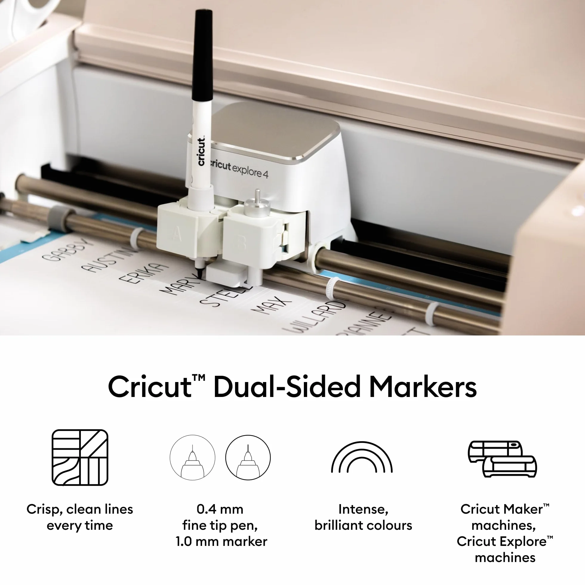Cricut Marcadores de doble cara, juego definitivo (paquete de 20) 0.4 y 1.0