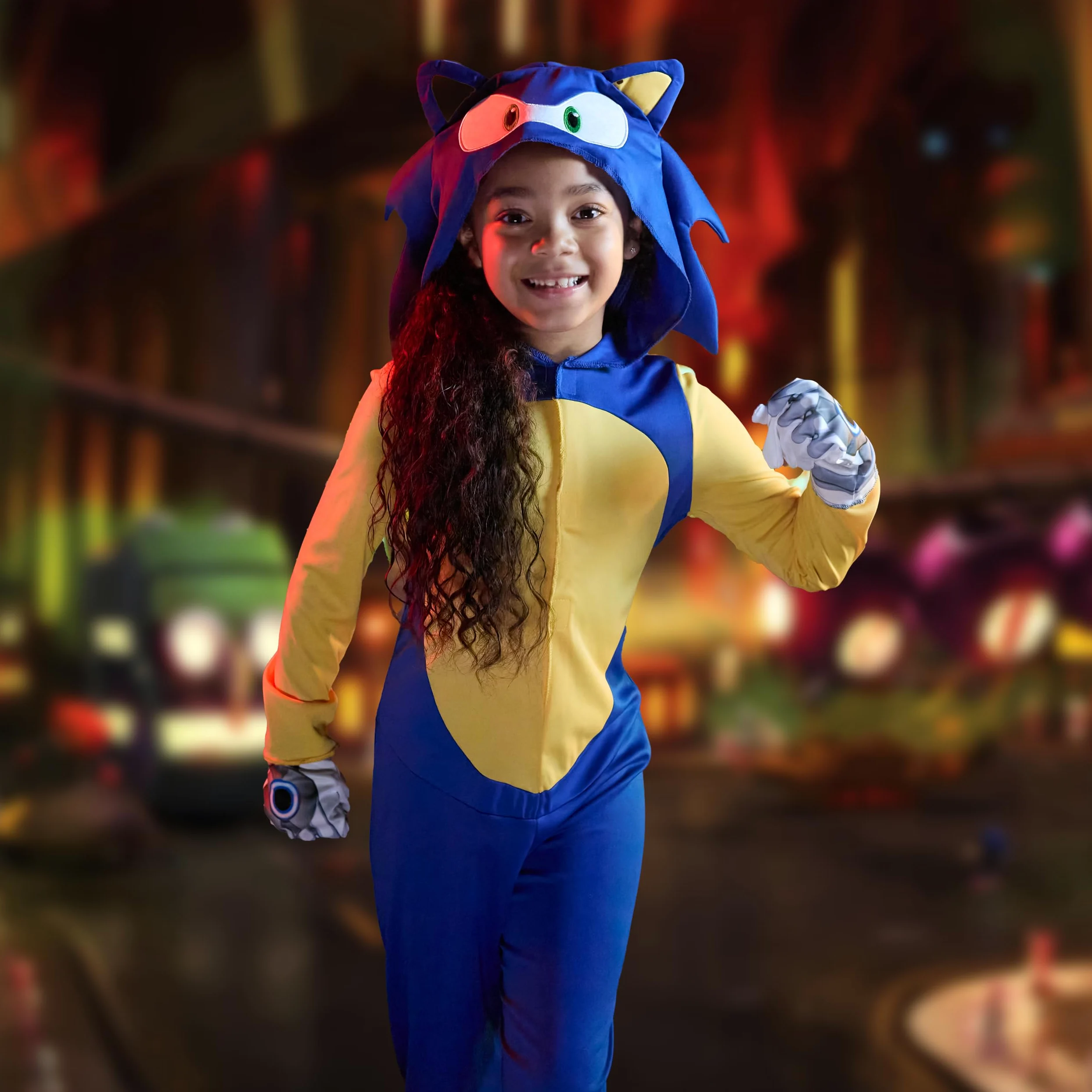 Disguise Disfraz de Sonic para niños, overol oficial de Sonic Prime con capucha