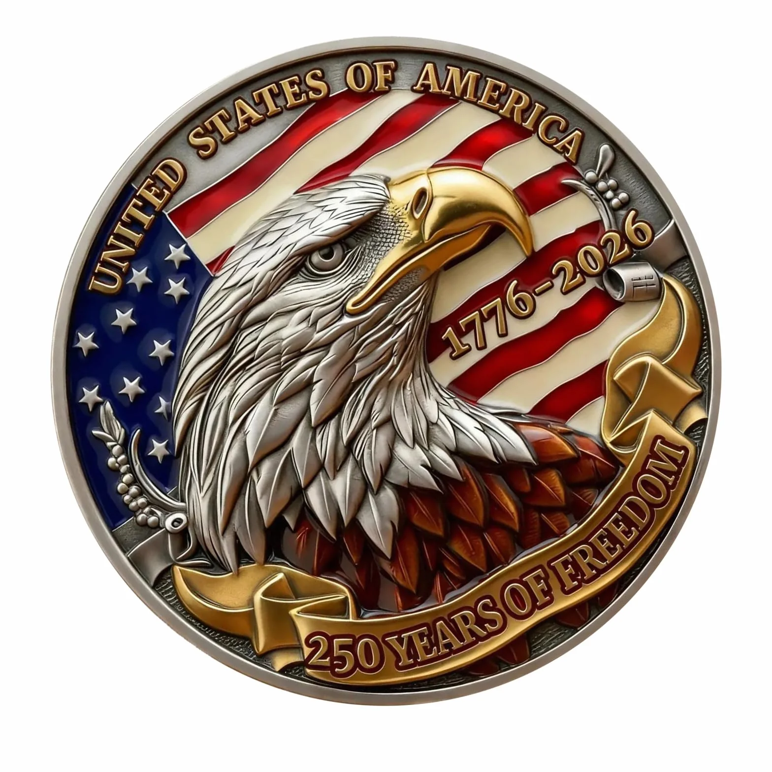 Moneda de artefacto histórico que conmemora los 250 años de independencia de Estados Unidos con emblemas nacionales, medallas coleccionables de regalo de EE. UU