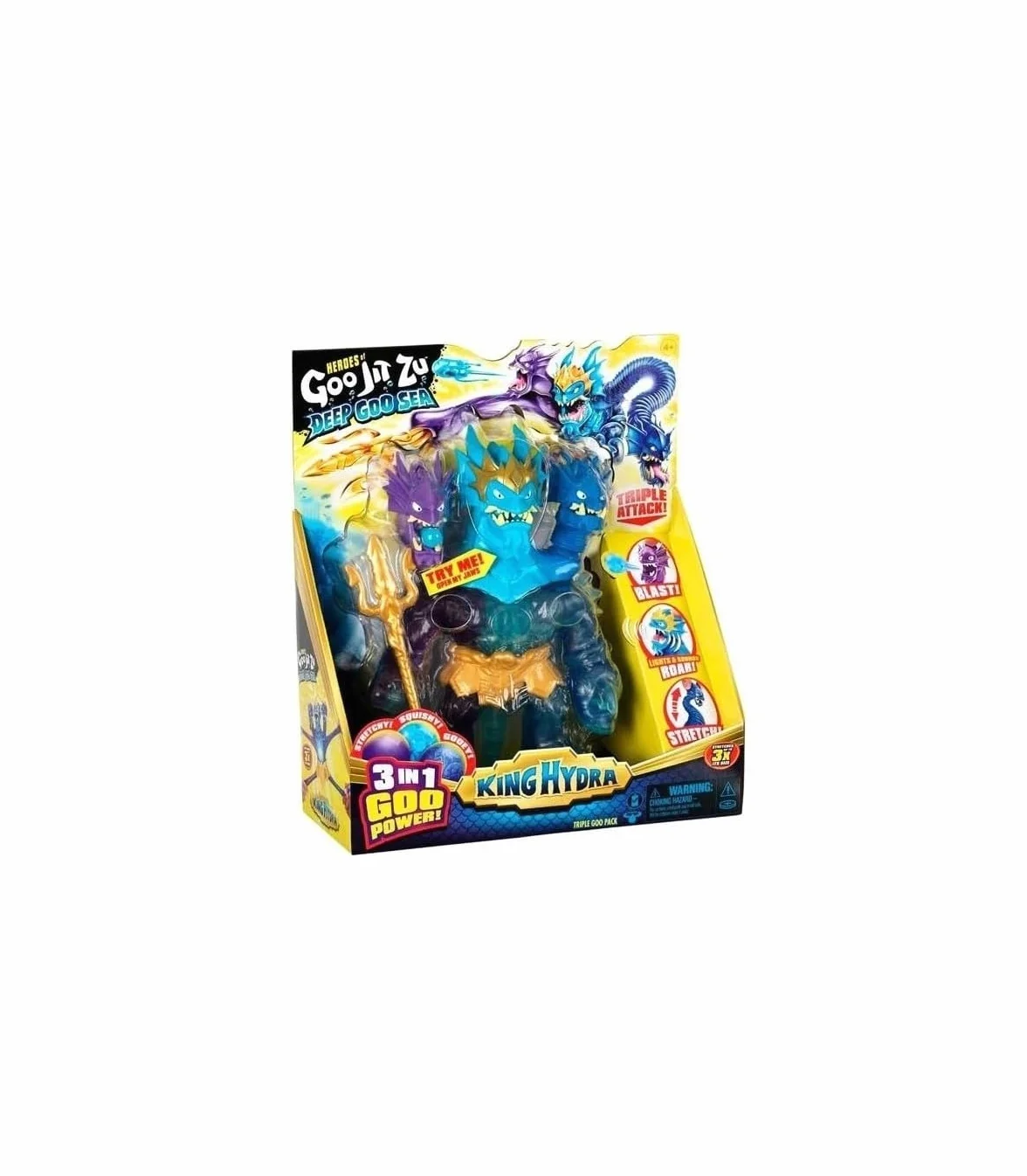 BANDAI Heroes of Goo JIT Zu Figura King Hydra 3 Cabezas Juguete Estirable y Aplastable Dragón Multicolor