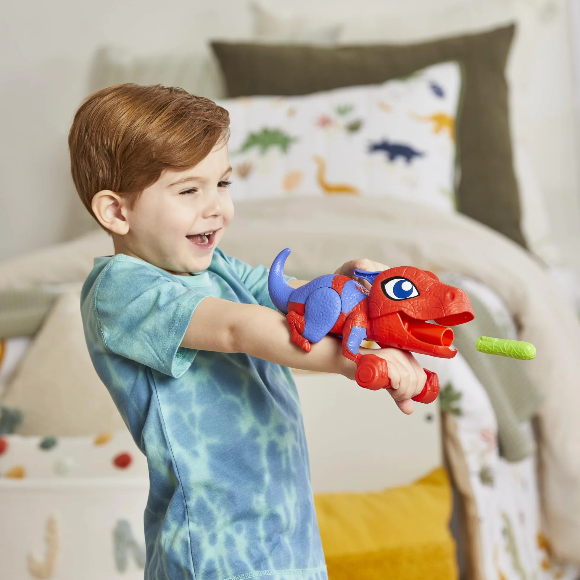 Spidey and his Amazing Friends Marvel Dino-Webs Nerf Spidey-Rex Web Launcher, Juguete de Juego de rol, Juguetes de superhéroe Preescolar para niños a Partir de 3 años