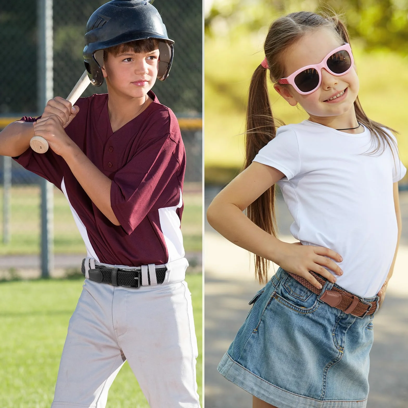 Cinturón elástico trenzado infantil 1" para golf y béisbol juvenil
