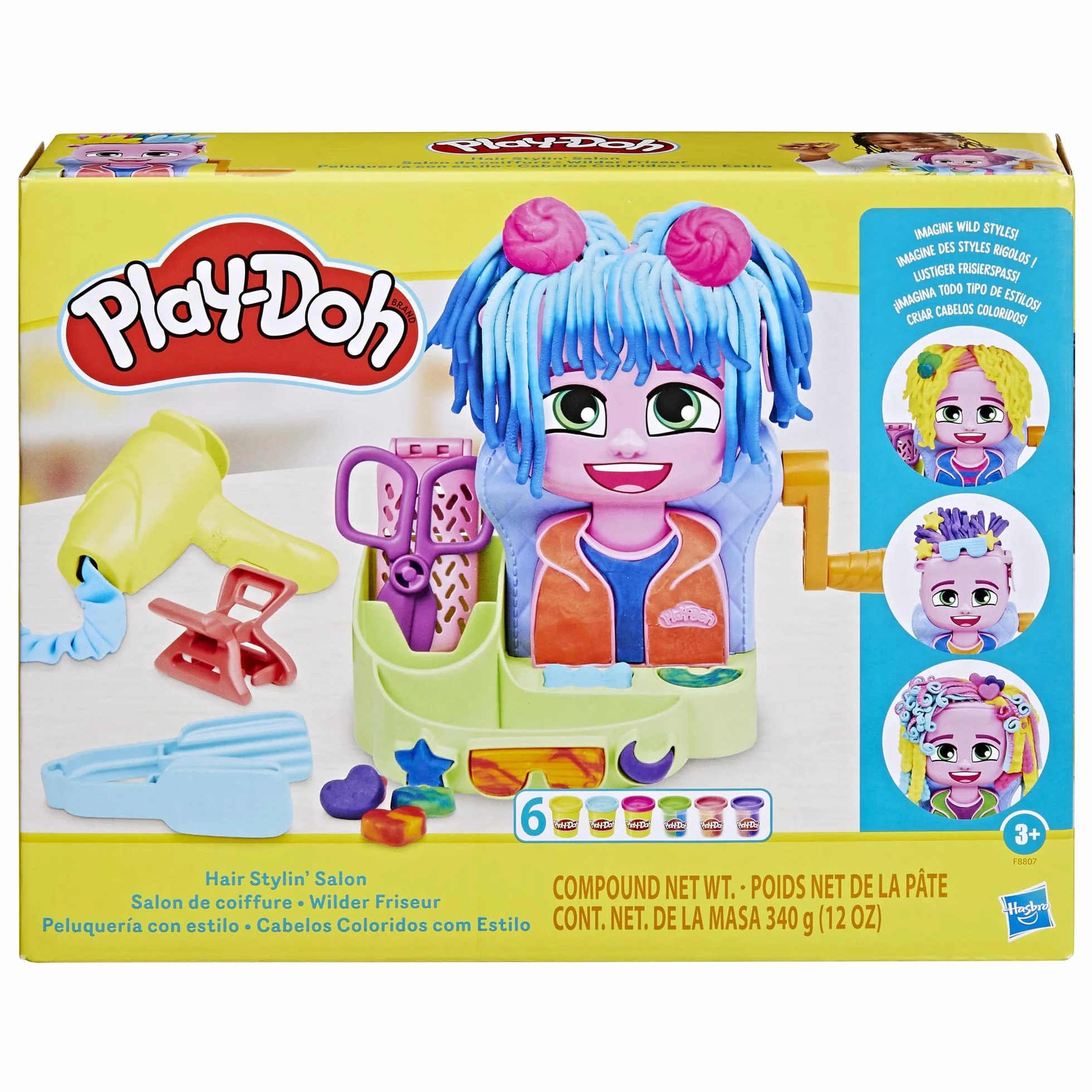 Play-Doh Hasbro Peluquería, Manualidades para Niñas y Niños a Partir de 3 Años, Set con Herramientas y 6 Botes de Plastilina de Colores, Regalo Creativo