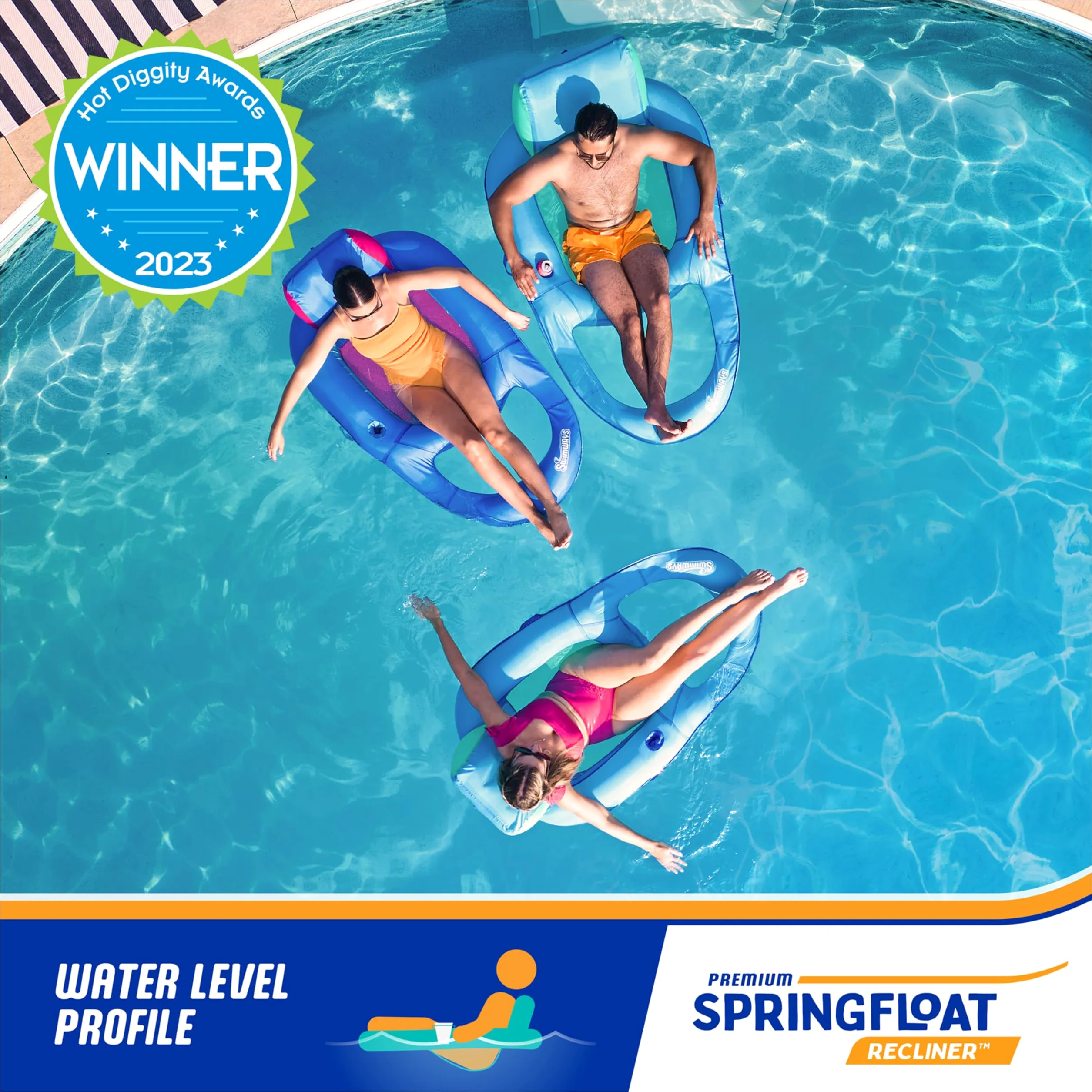 SwimWays Spring Float - Silla reclinable para Piscina con válvula Hyper-Flate, Color Aguamarina