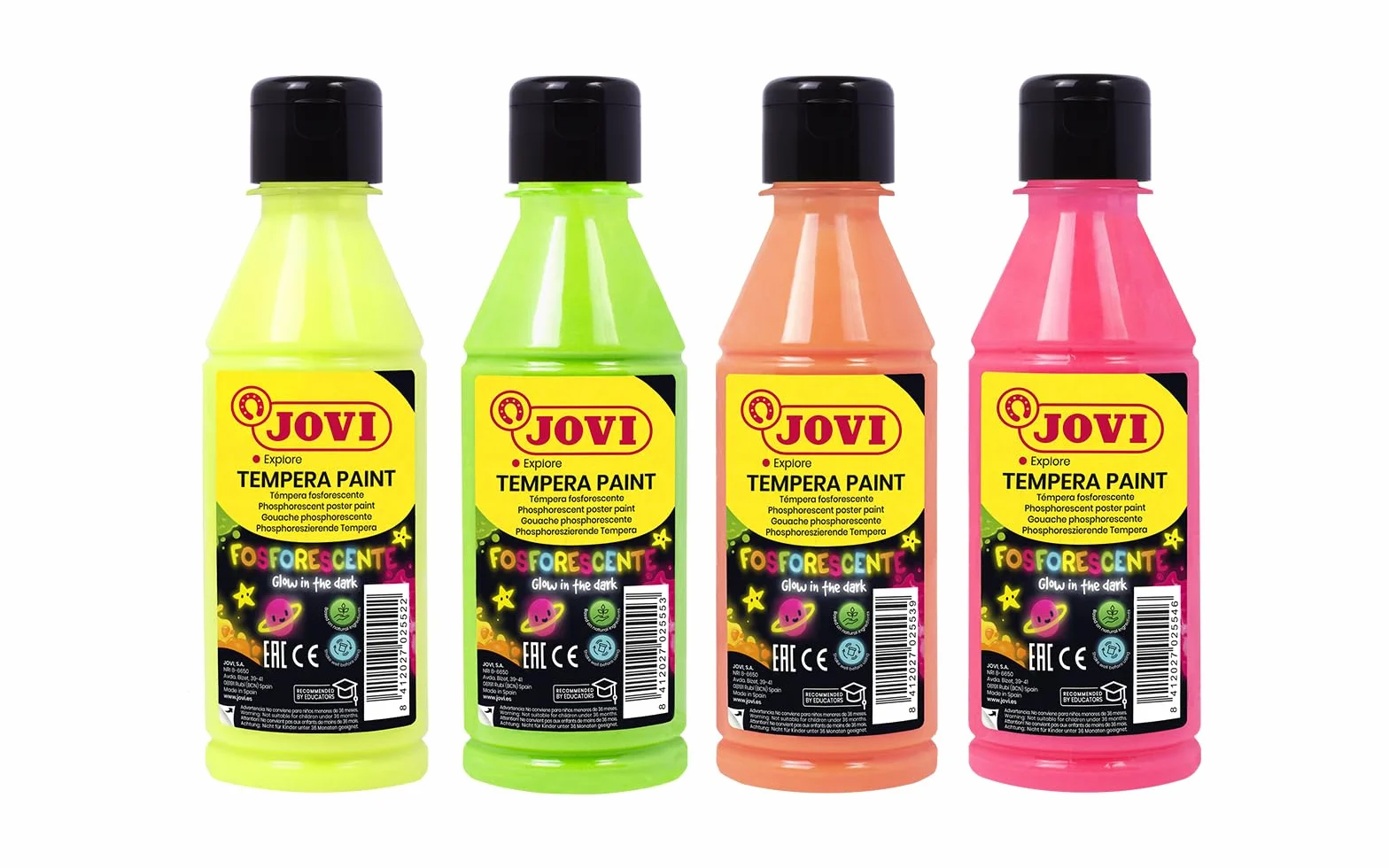 Jovi Fosforescente témpera, 250 ml, Color Amarillo (51902)