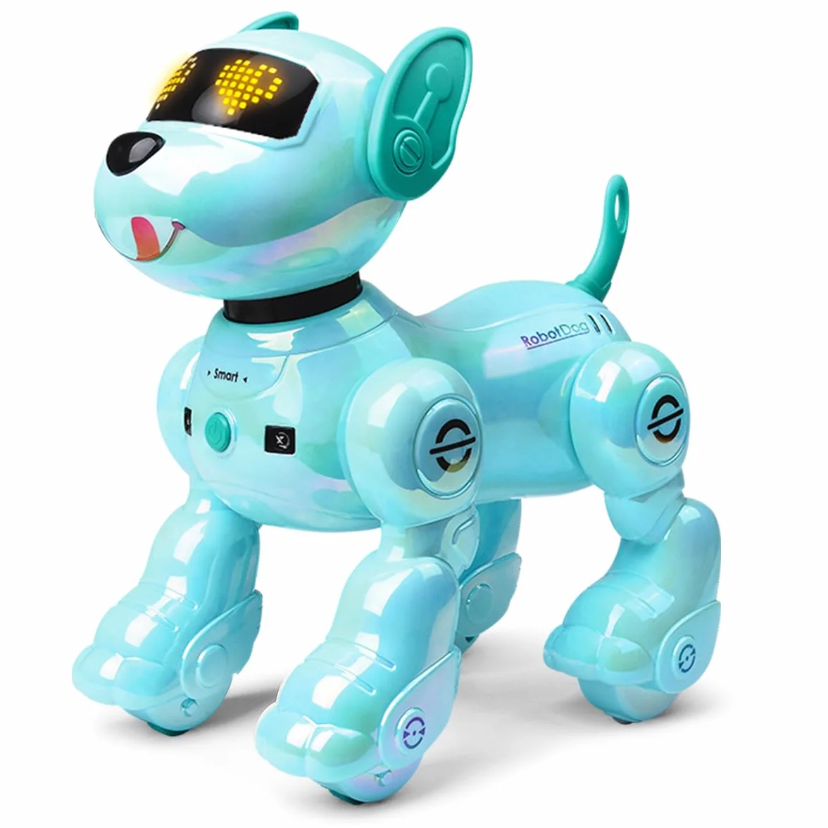 VATOS Perro Robot Recargable para Niños, Perro Robot con Control Remoto, Programable,17 Funciones Interactivas y Volumen Ajustable; Juguete de Cachorro Robot Que Canta y Baila, Regalo para Niños,Azul