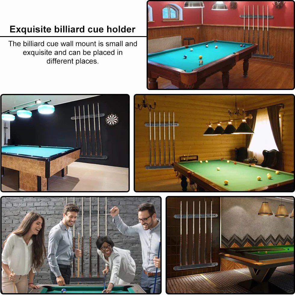 Soporte Billar Rack 6 Cue de Madera Montado en la Pared para Snooker