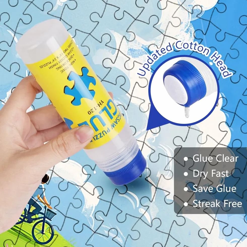 AUAUY 2x120ml Pegamento para Puzzle, Transparente Cola para Puzzle, No TóXico PVA de Secado RáPido Pegamento para Puzzles, Pegar Puzzle Sellador Conservante de Rompecabezas para 3000-6000PCS Puzzle