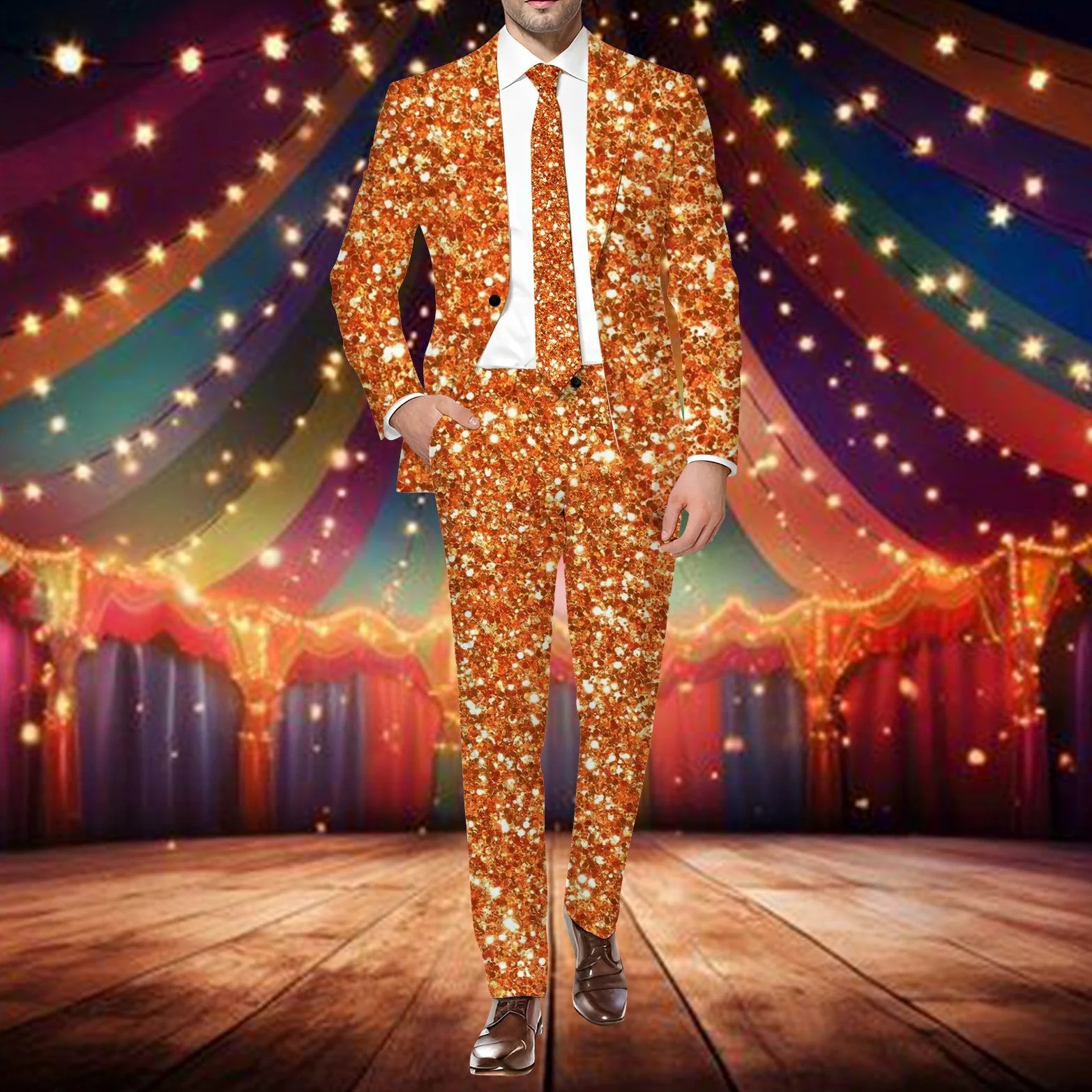 Generisch Disfraz de carnaval para hombre, carnaval 3D, estampado digital, juego de traje ligero de negocios, chaqueta y pantalones