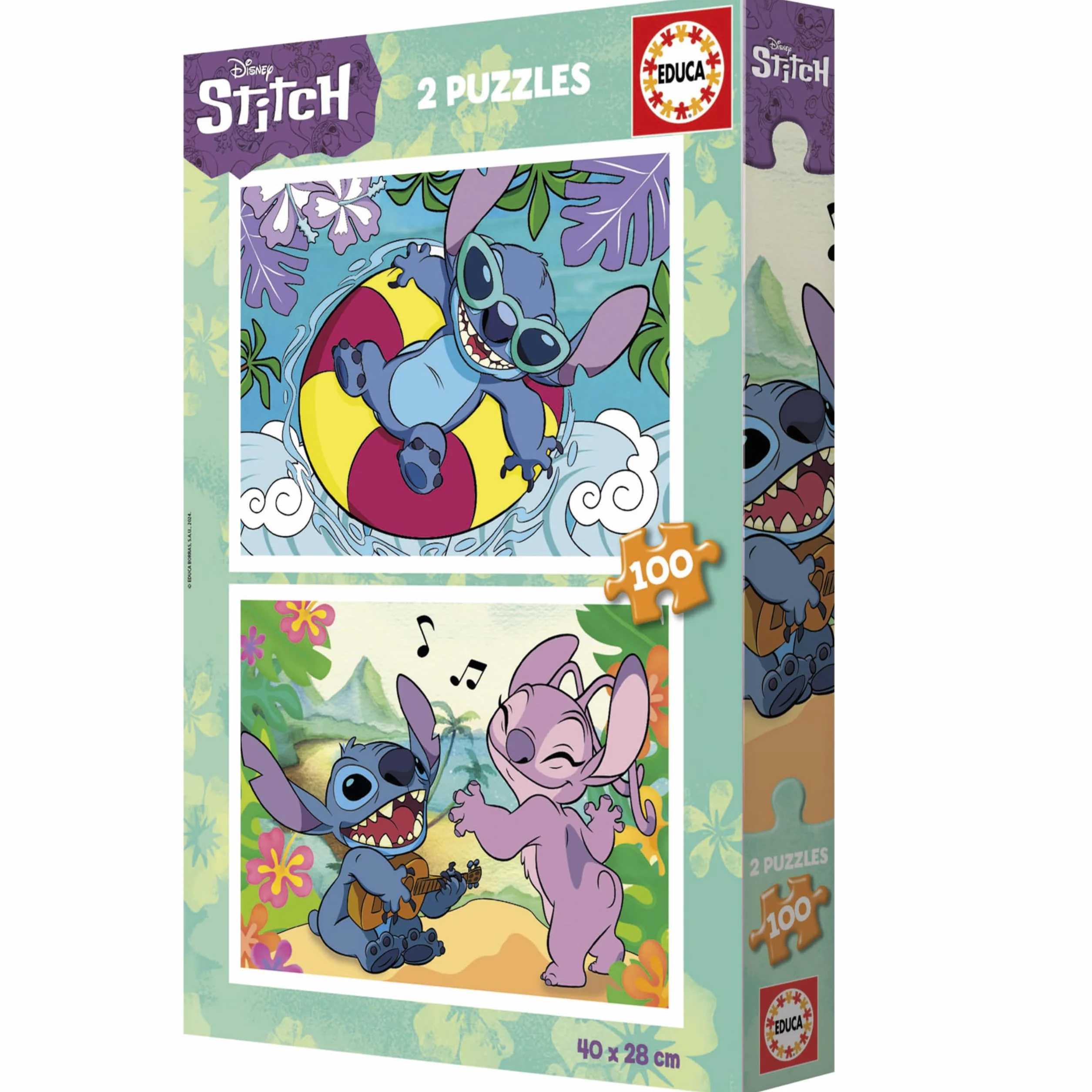 Educa - Disney Stitch | Set de 2 Puzzles Infantiles con 100 Piezas. Medidas: 40 x 28 cm. Recomendados a Partir de 6 años (19998)