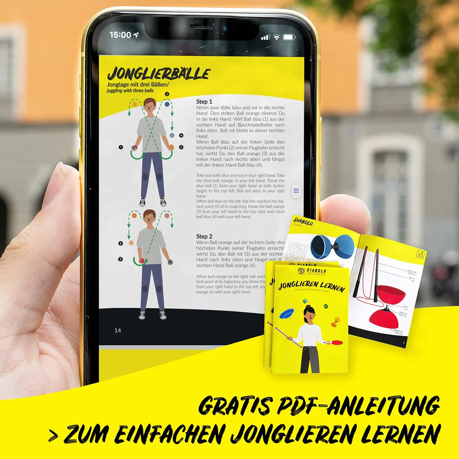Diabolo Freizeitsport Juego de 3 pelotas de malabares de 62 mm con mijo de pájaro sostenible, piel sintética impermeable, ideal para niños y principiantes