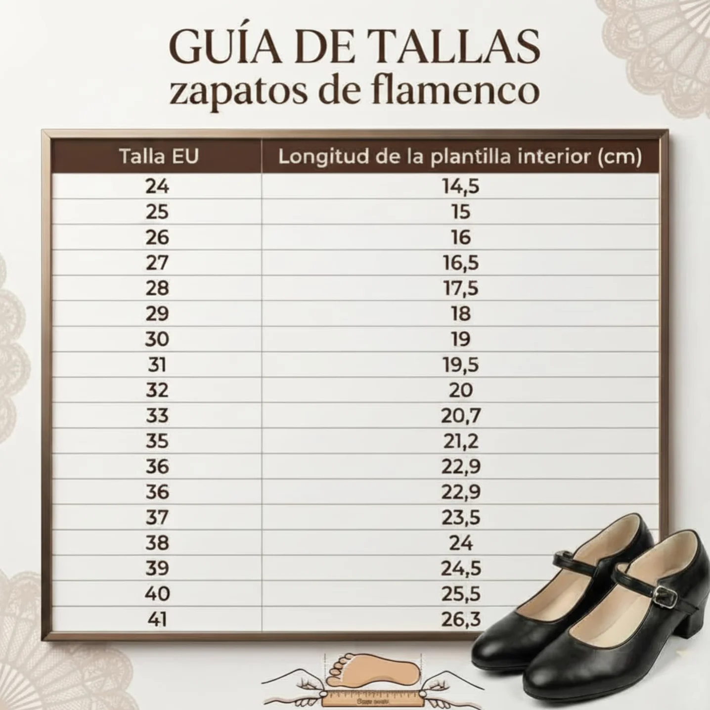 Zapatos de Baile Flamenco para Niña y Mujer Talla 24-41 Tacón Ancho 3,5 cm Cierre de Hebilla