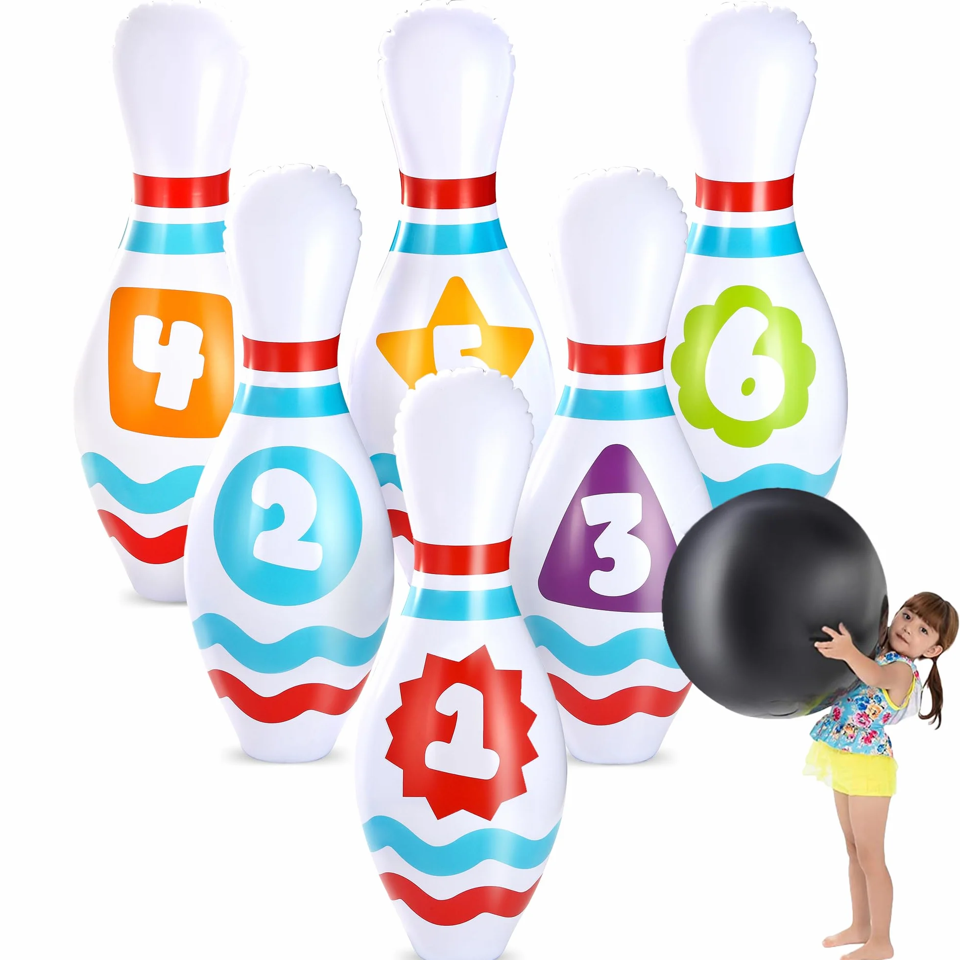 JOYIN Giant Inflatable Bowling Set for Kids and Adults, Christmas Birthday Party Games, Kids Education Motor Skills Toys