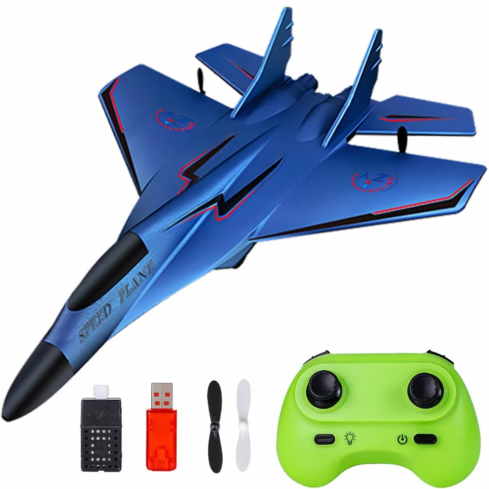 Avión teledirigido 2CH, 2,4 GHz, avión teledirigido, juguete de poliestireno con luz LED, aviones teledirigidos con control remoto y carga USB, avión RC para adultos