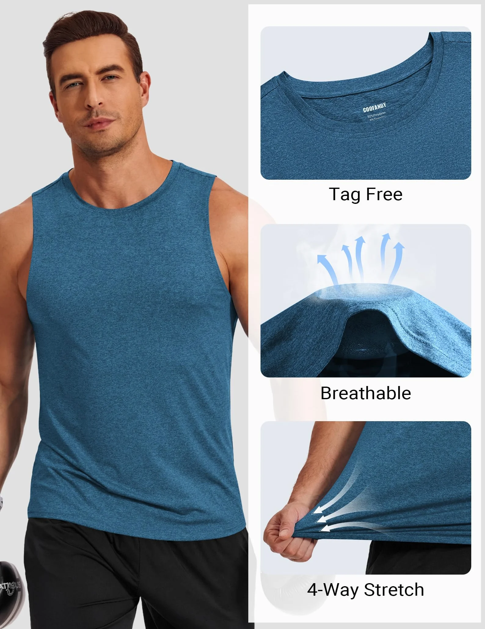COOFANDY Camiseta Tirante Hombre Deportiva Fitness Secado Rápido Gimnasio Muscular Verano