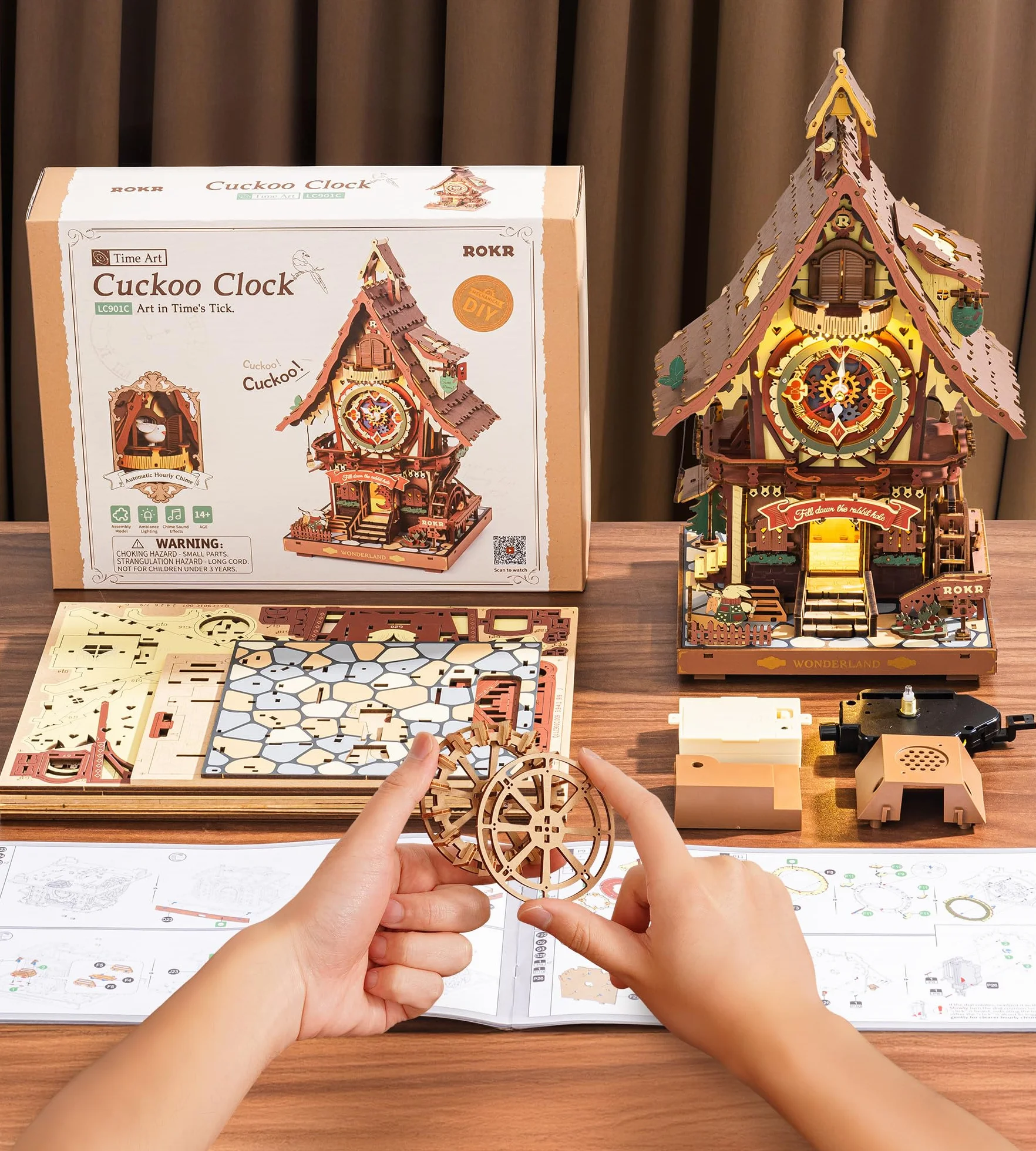 ROKR Puzzle 3D Madera Reloj de Cuco Maquetas para Construir Rompecabezas adultosAdultos Regalos Originales para Mujer Hombre Vendimia LC901C