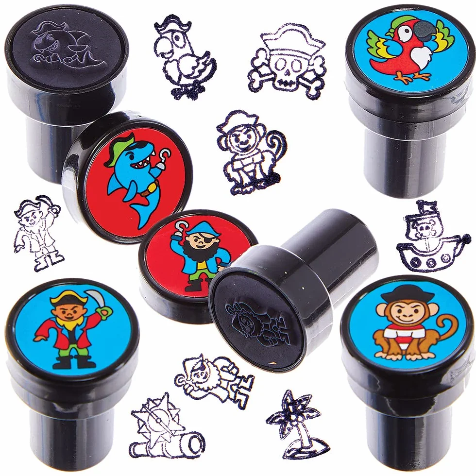 Baker Ross FX621 Sellos de piratas - Pack de 10, Sellos para manualidades infantiles