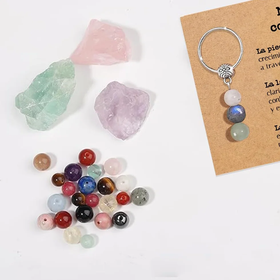 Bramart Llavero Personalizado con Cristales Naturales Regalo Piedras Curativas para Hombre y Mujer