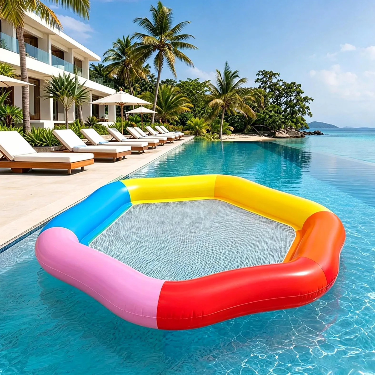 Sillón Hinchable para Piscina - Hexágono PVC Antifugas De Gran Tamaño Biplaza - Sillón Flotante De Agua para Piscina,para Playa Hotel Parques Jardín Ríos Y Diversión Acuática Viajes Y Vacaciones