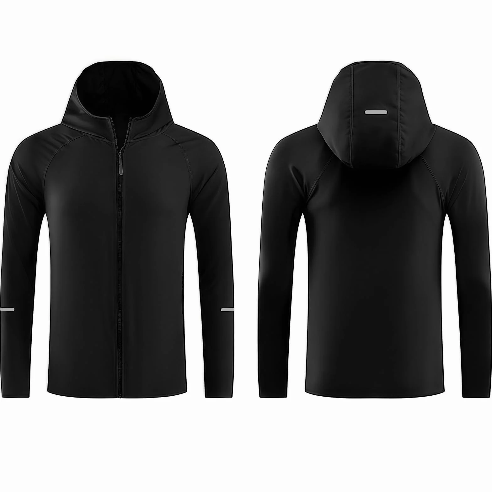 Chaqueta Deportiva Cortavientos Hombre Alta Visibilidad Manga Larga Bolsillos Cremallera