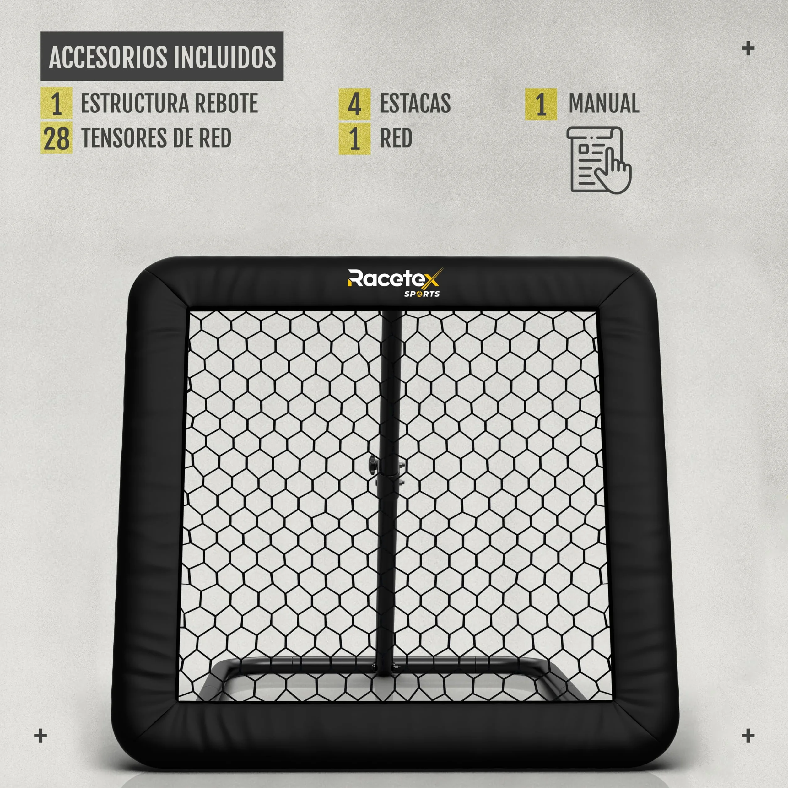 Racetex Fútbol Rebounder Negro Acero Inoxidable