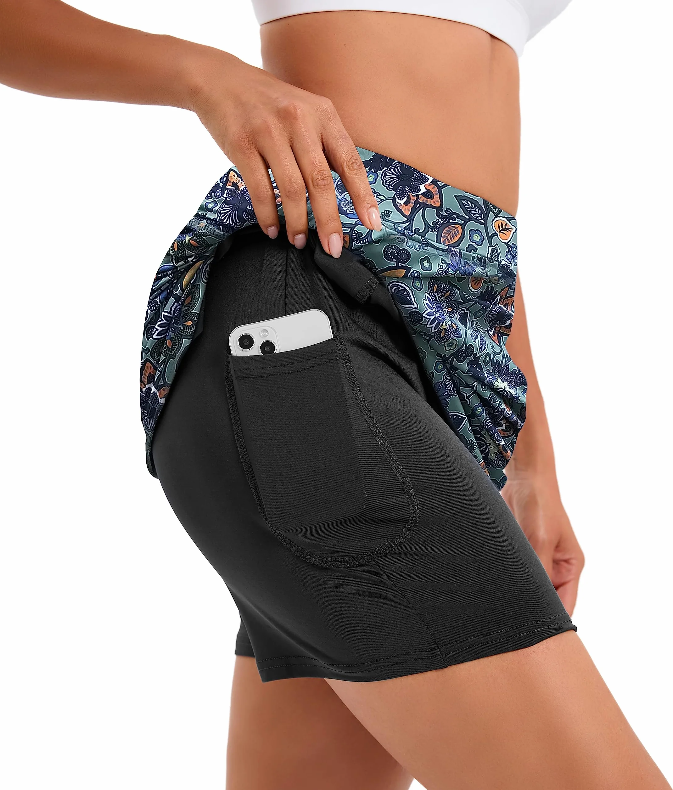 Falda pantalón de golf para mujer con bolsillos, cintura elástica, longitud hasta la rodilla