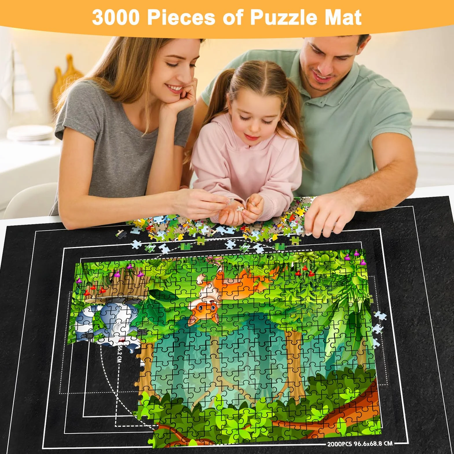 RISVOWO Tapete para Puzzle Alfombra Portátil Fieltro 1000-3000 Piezas Tapiz Antideslizante Enrollable y Almacenable (Negro)