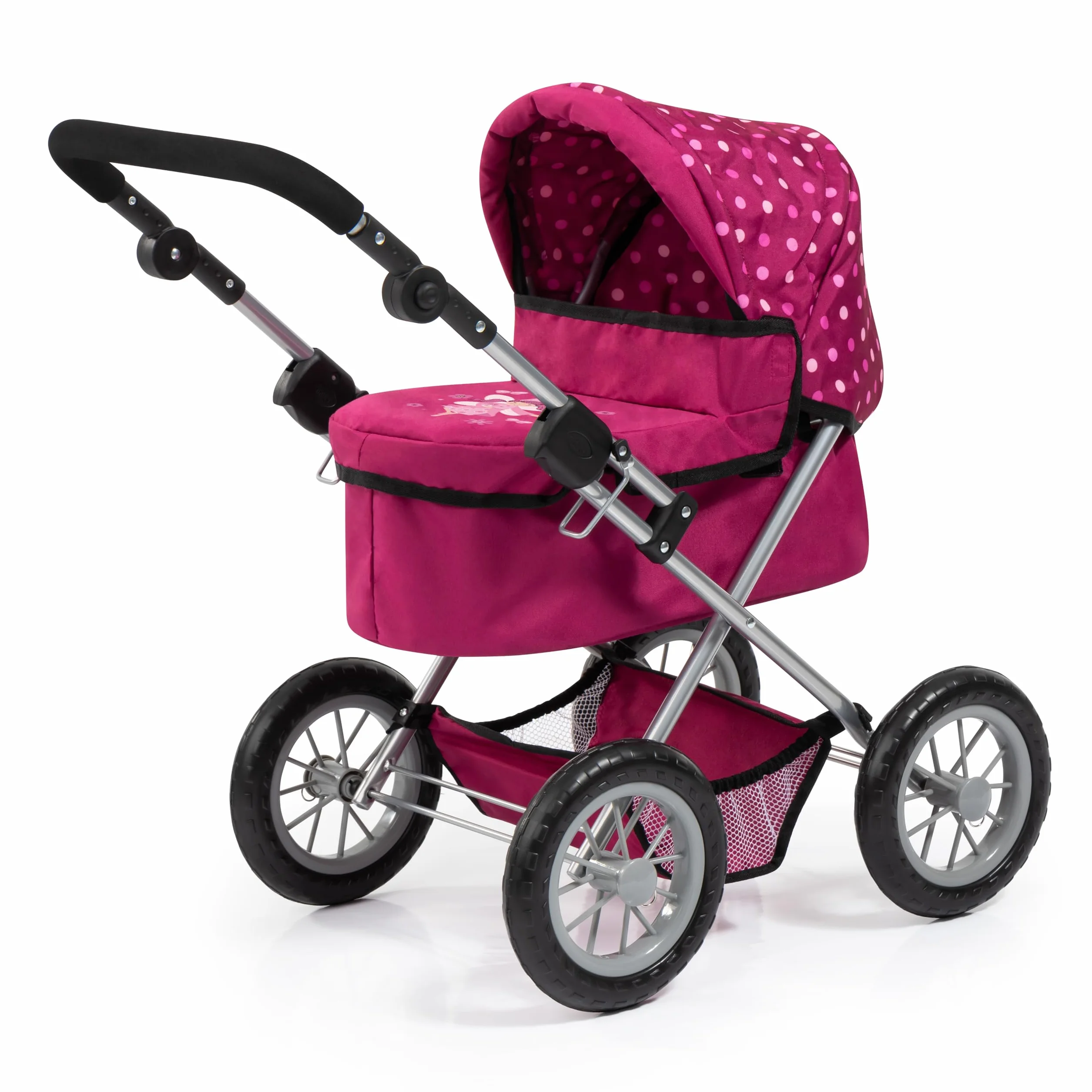 Bayer Design 13067Aa, Cochecito, Carro Muñecas Trendy, Combolsa, Plegable, Ajustable, Rojo, Hadas, Color Motivo