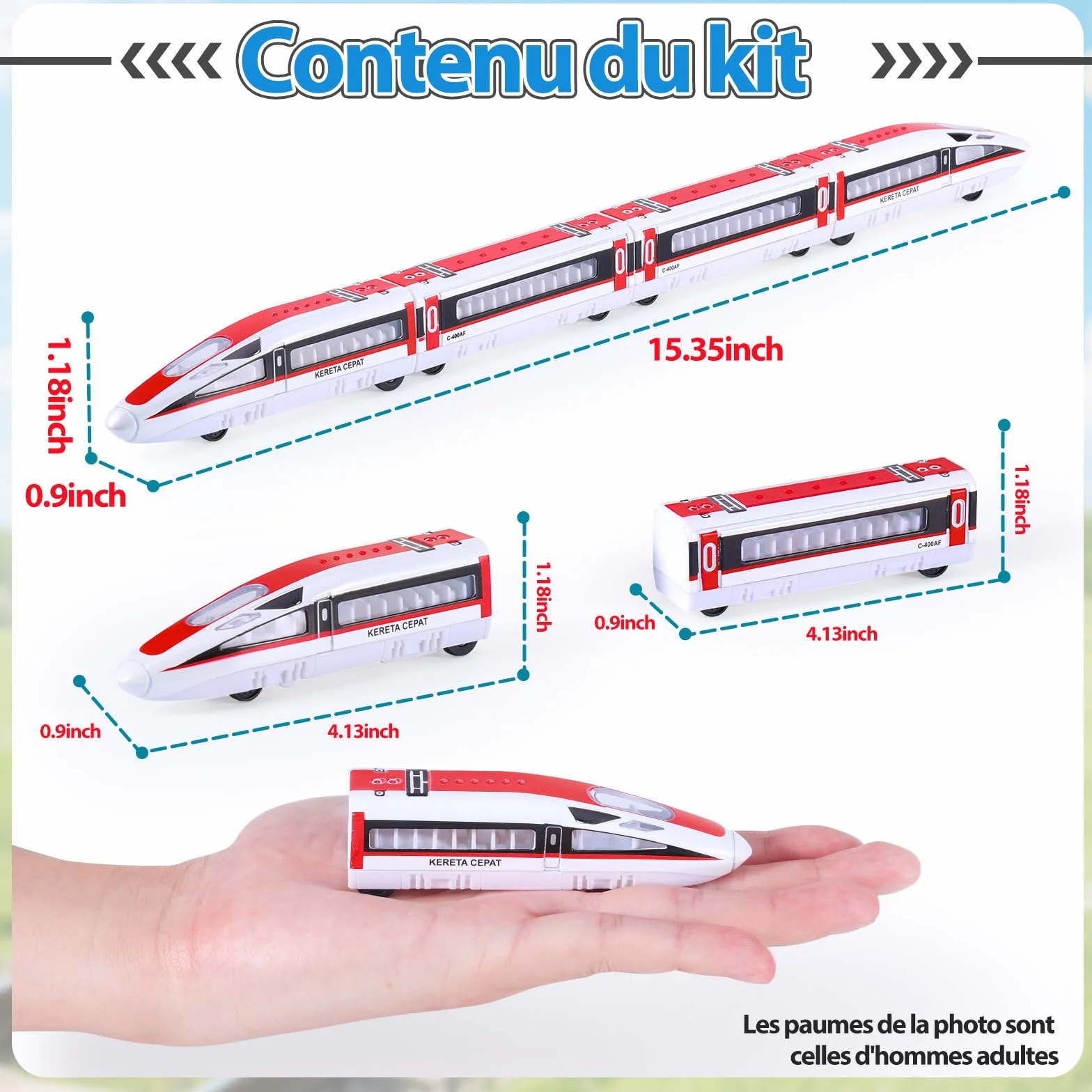 VBACALA Tren de Juguete Magnético para Niños, 4 Piezas con Locomotoras y Vagones, Juego Educativo con Función de Retroceso, Regalo Ideal para Pequeños Conductores para Niños +3 Años