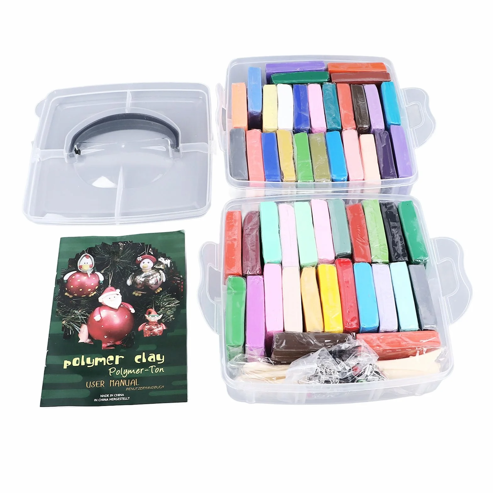 50 Colores Juego de Arcilla para Modelar, Kit Inicial de Arcilla Polimérica Segura y Ecológica, Ideal para Niños +3 Años, con 5 Herramientas y Caja de Almacenamiento