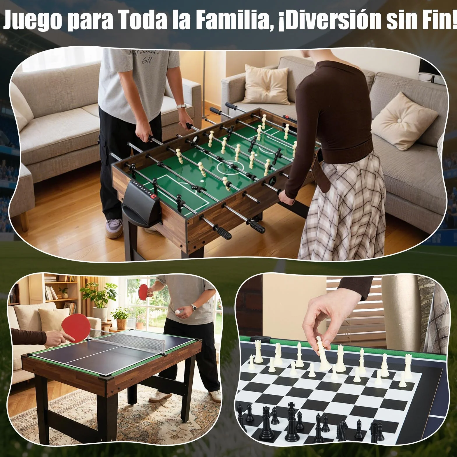 GOPLUS Mesa de Juegos 10 en 1, Mesa Multifuncional con Futbolín, Hockey de Aire, Billar, Ping Pong, Shuffleboard, Bolos, Ajedrez, Damas, Backgammon, Set Apilable para Hogar, Oficina, Bar