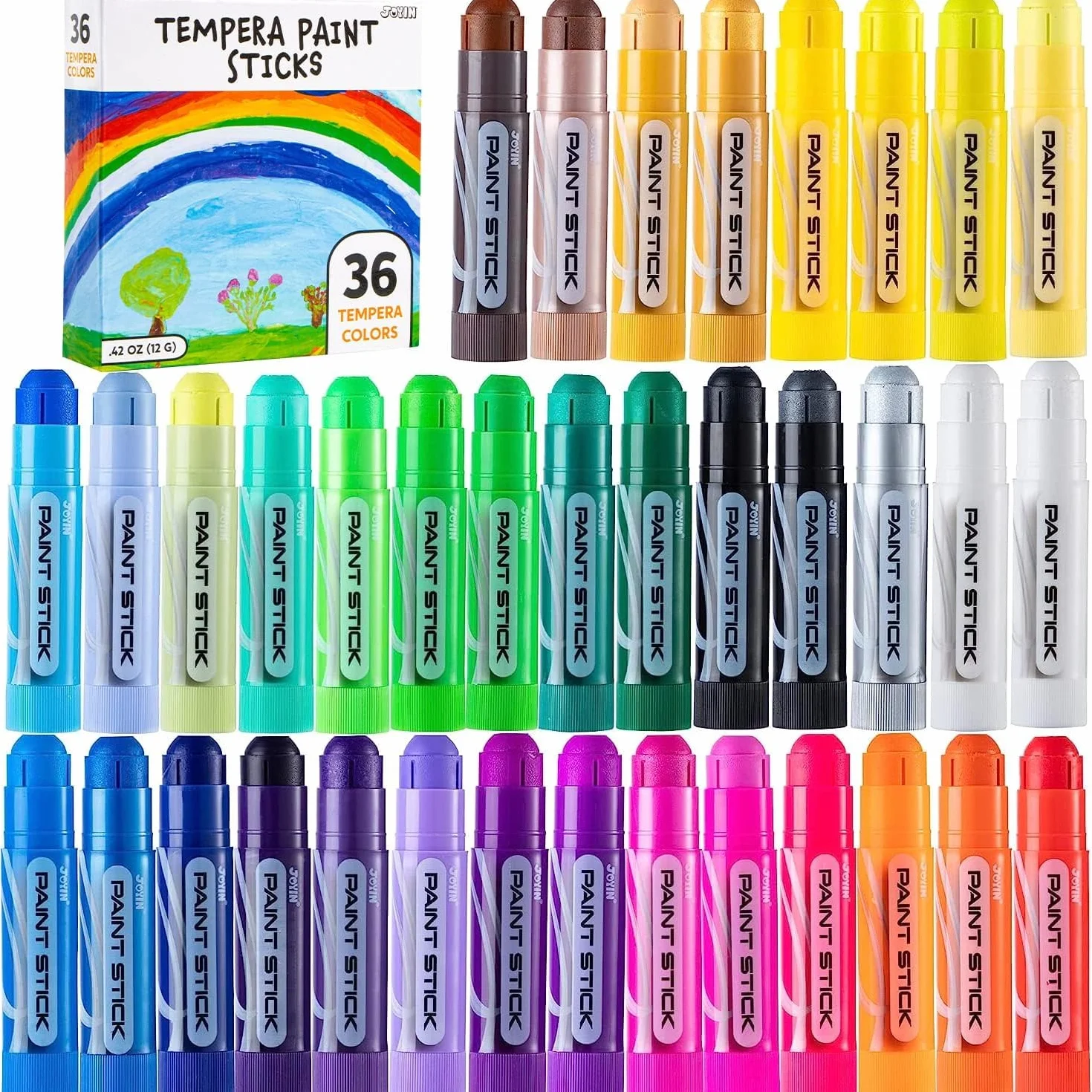 JOYIN 36 Temperas Lavables en Stick, Pintura para Niños 3 Años, Vistoso Tempera Paint Stick, Regalos Creativos de Pintura para Niños